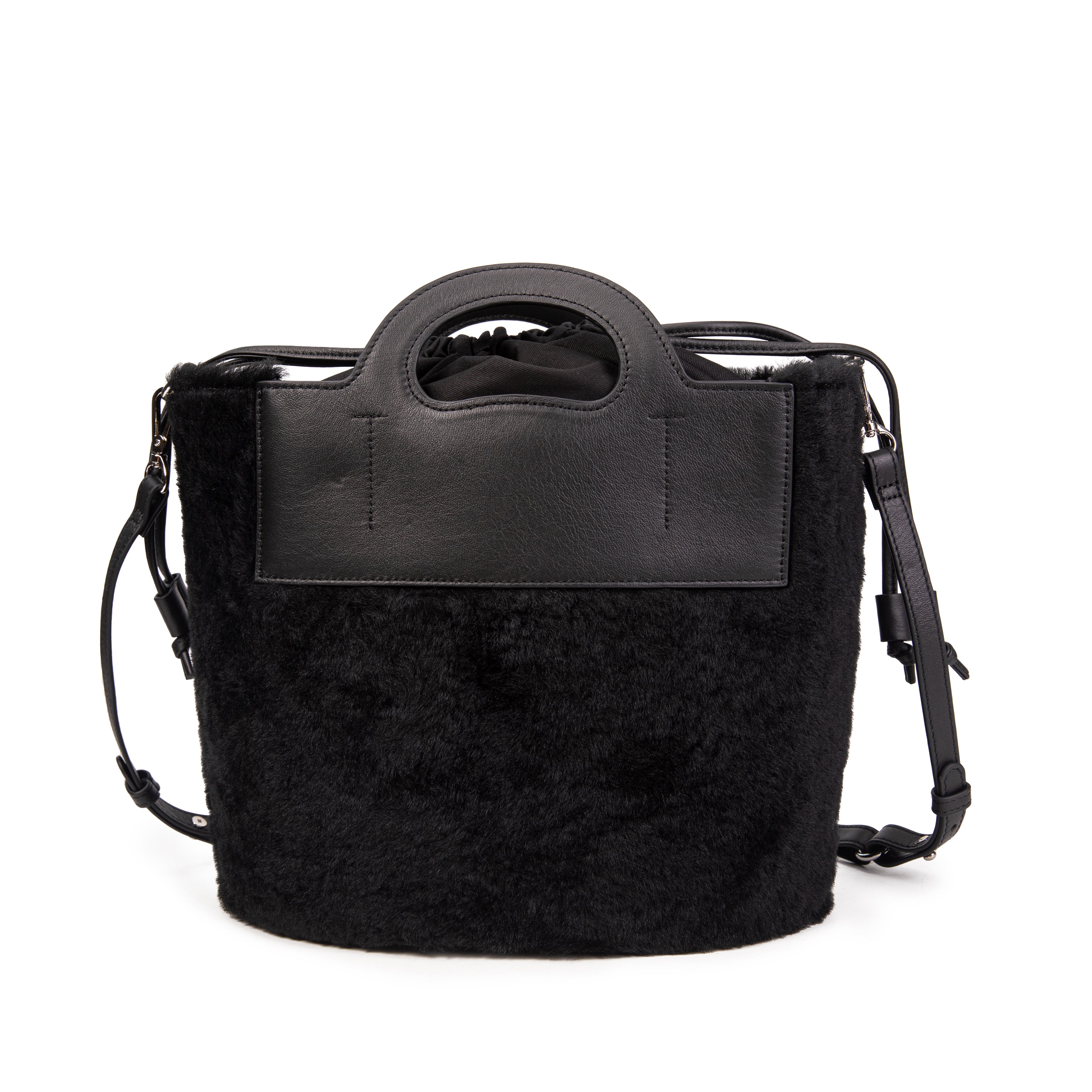 kate-lee-st-tropez-sac-seau-noir-shearling-cuir image 4