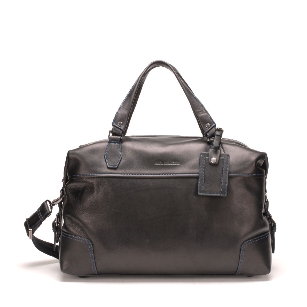 arthur-et-aston-pablo-sac-de-voyage-cuir-plong-noir-fil-bleu image 2