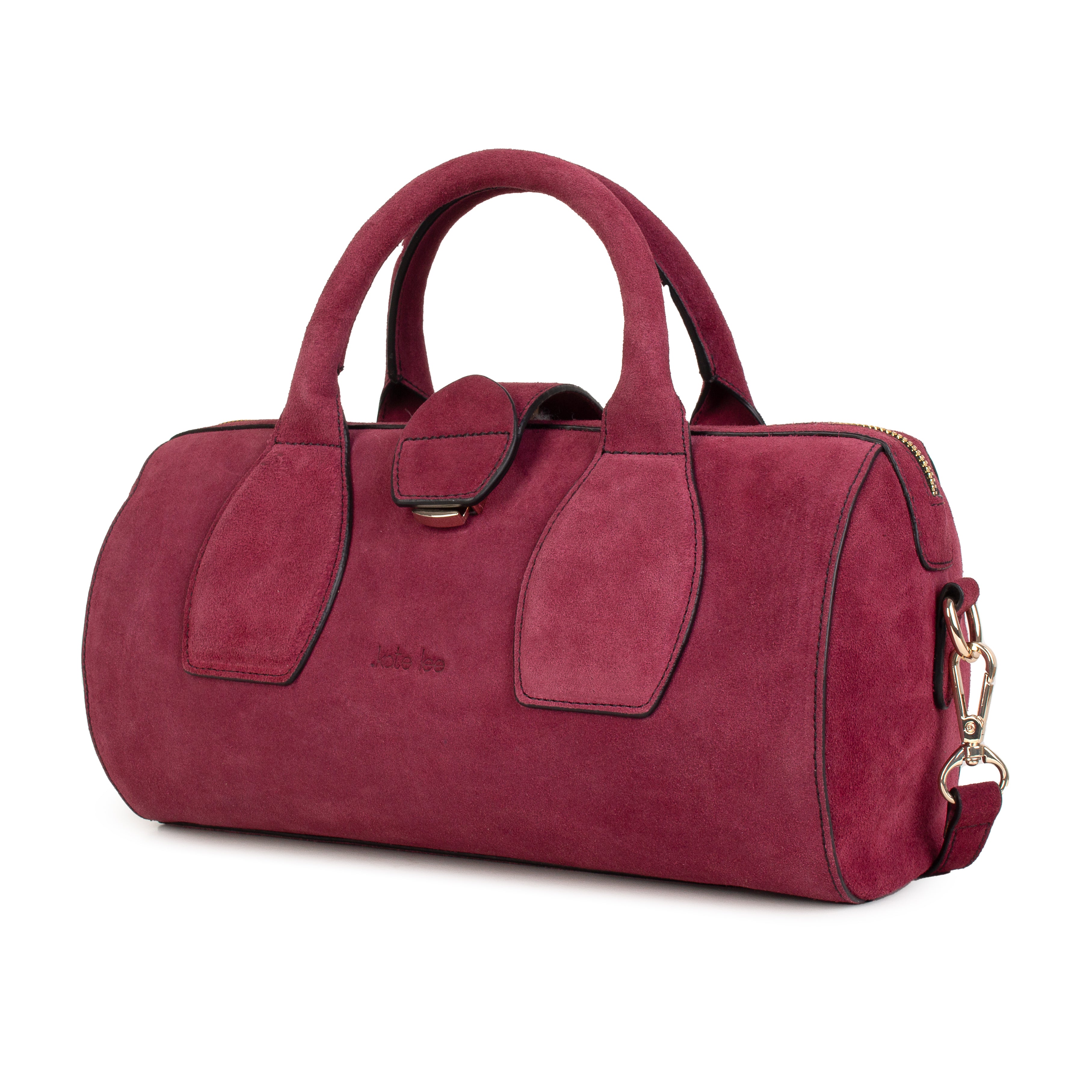 kate-lee-frola-v-sac-bowling-cuir-prune-velours image 2