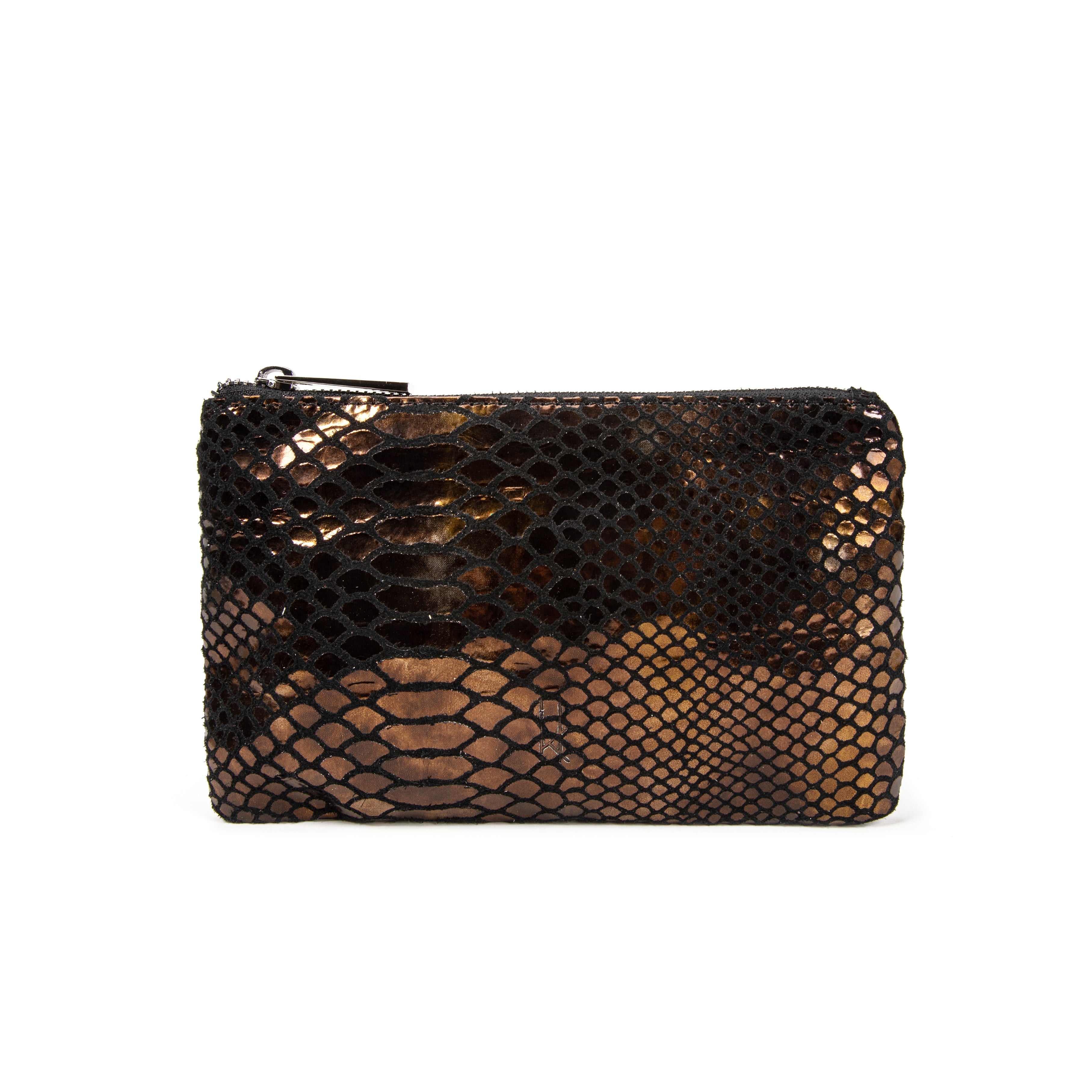 kate-lee-kl-pochette-zipp-e-l-cuir-serpent-bronze image 1