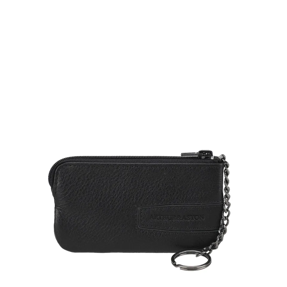 arthur-et-aston-l-on-porte-monnaie-cuir-noir-zipp-fin image 1