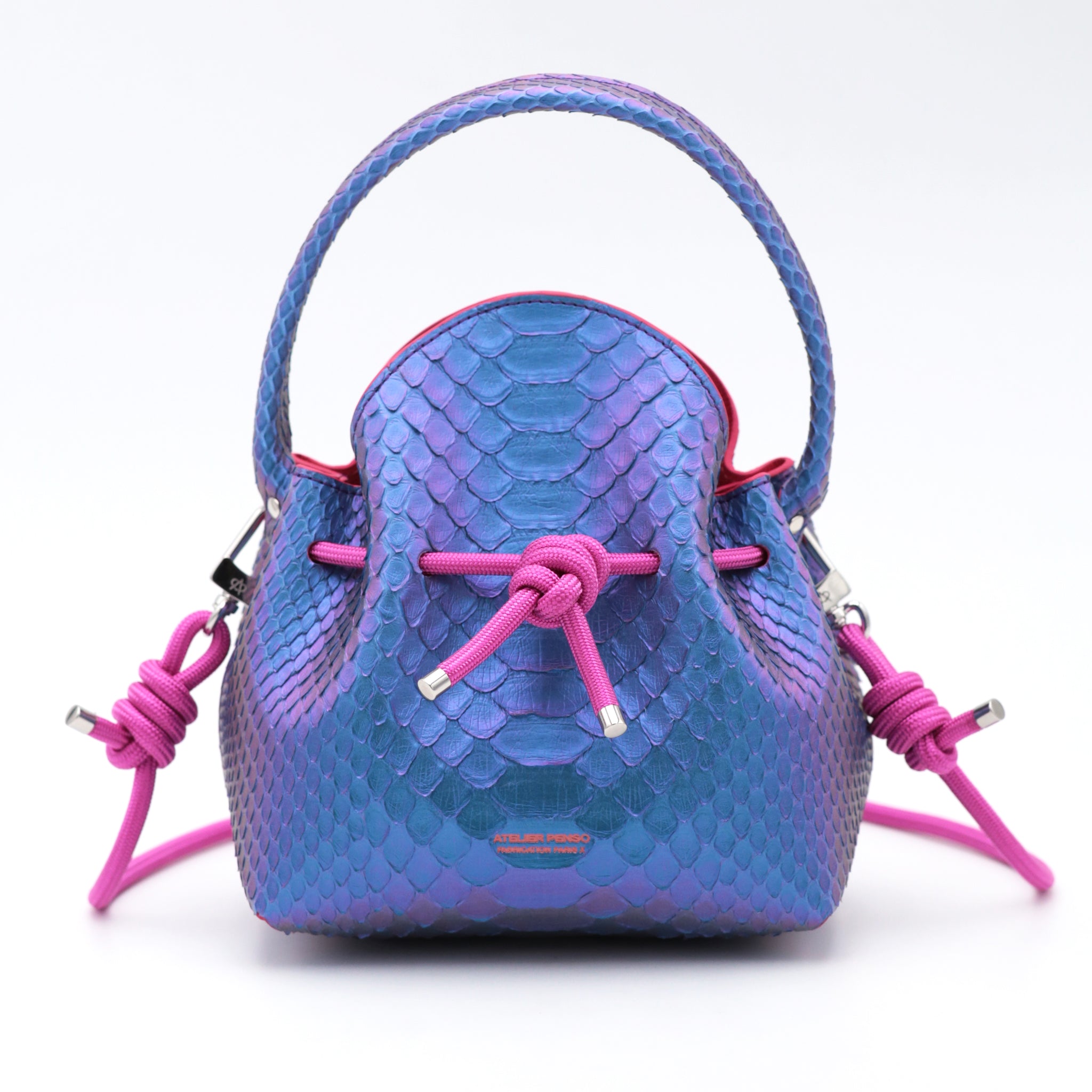 atelier-penso-mini-bucket-sac-seau-cuir-python-iridescent image 1