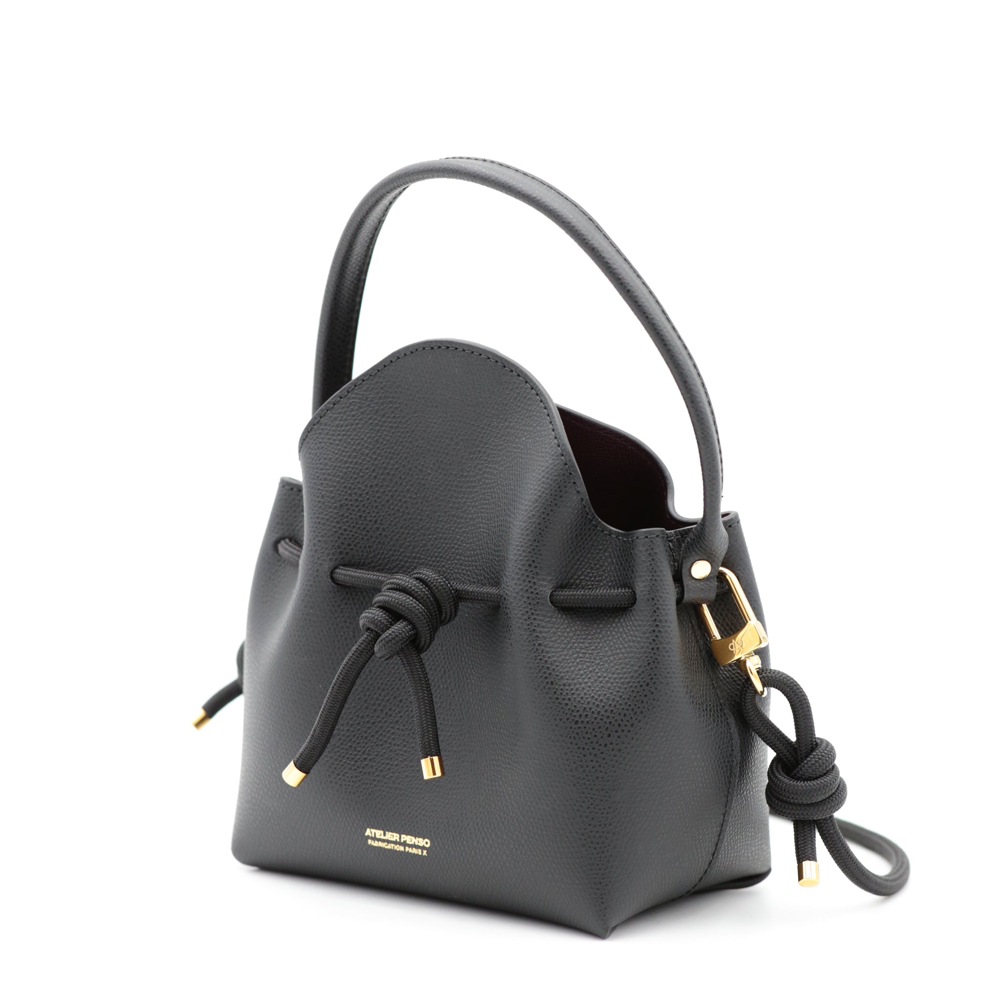 atelier-penso-mini-bucket-sac-seau-cuir-noir-bandouli-re-corde image 2
