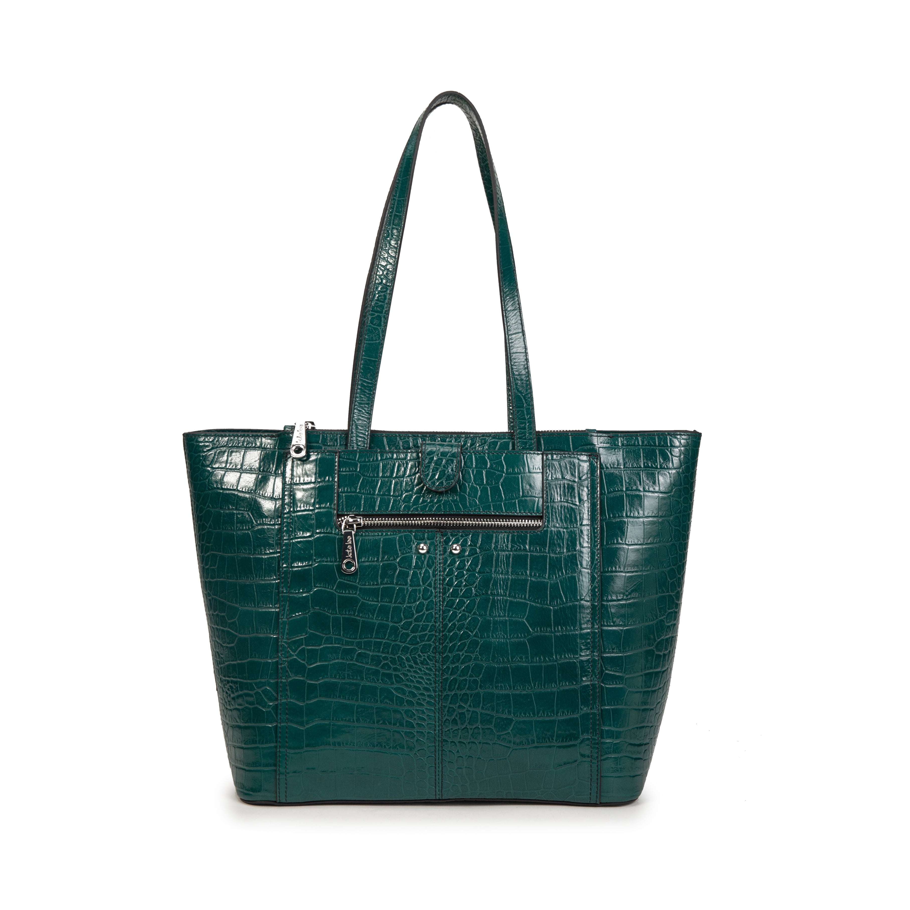 kate-lee-madele-croco-sac-cabas-bleu-canard-cuir-croco image 1