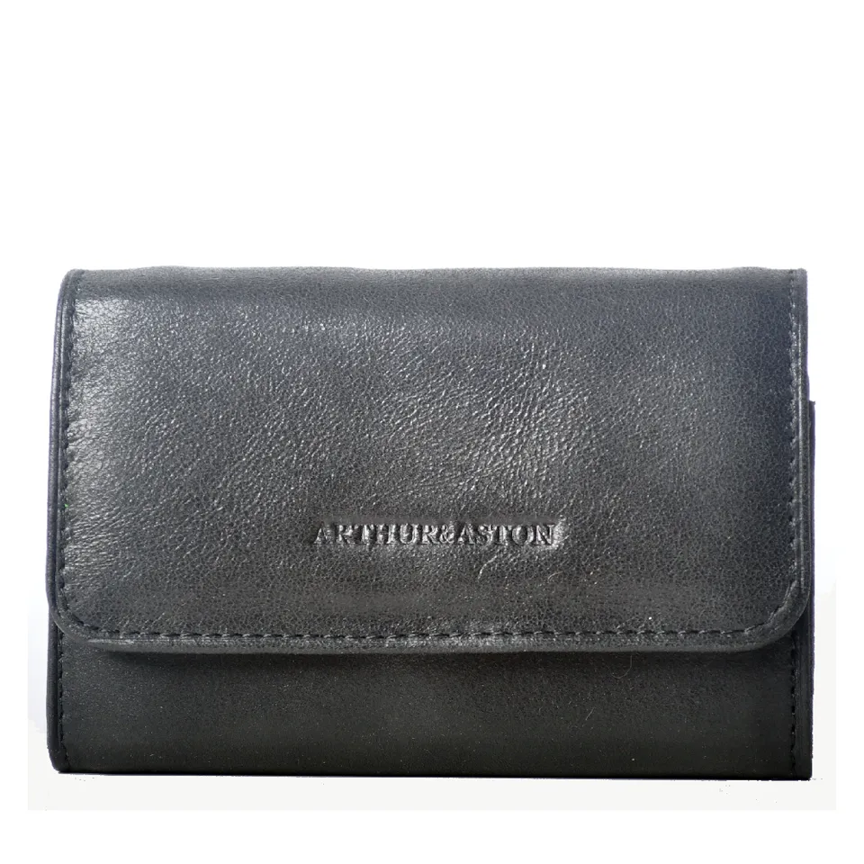 arthur-et-aston-rose-porte-monnaie-cuir-femme-noir-huil image 1