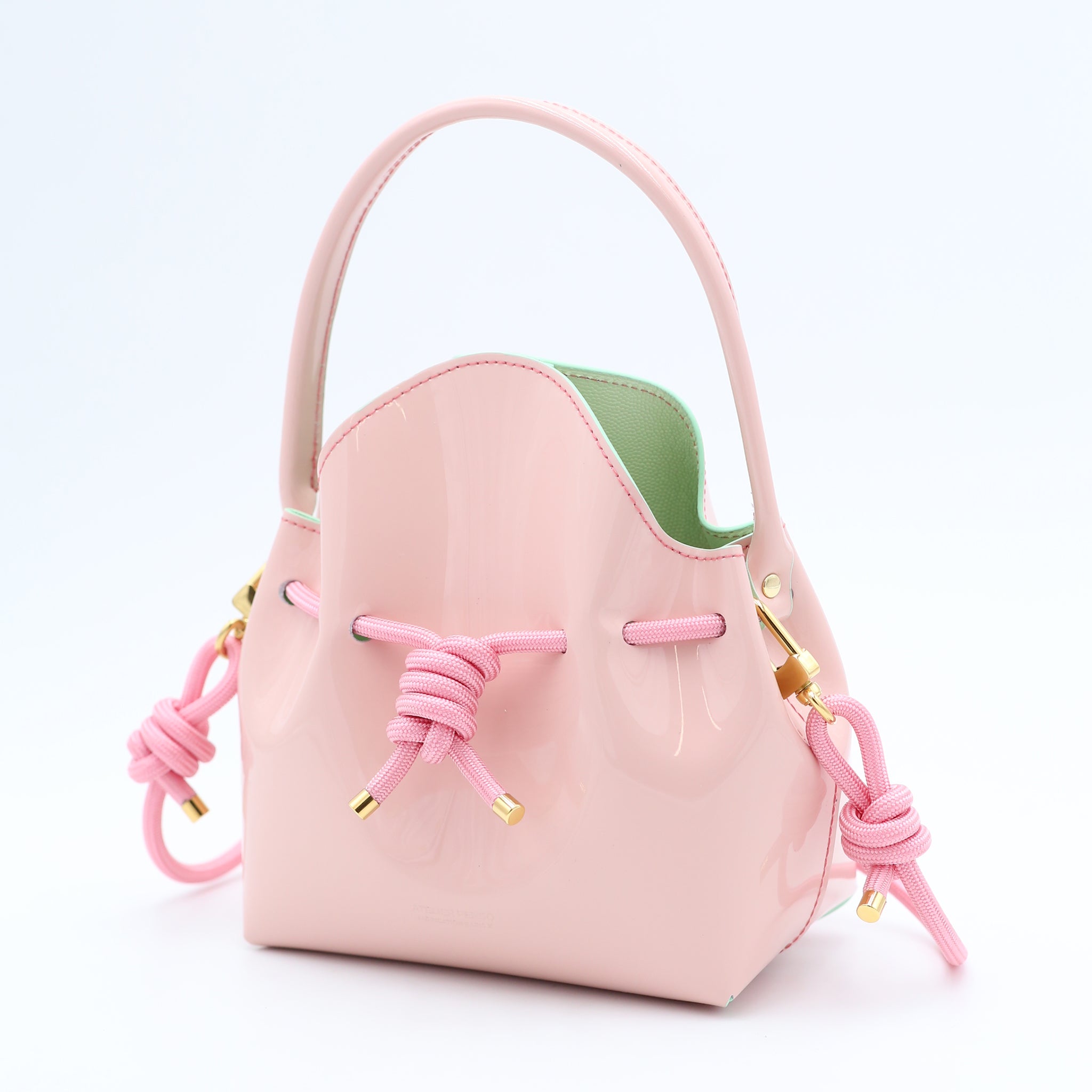 atelier-penso-mini-bucket-sac-seau-cuir-candy-mint-corde image 2