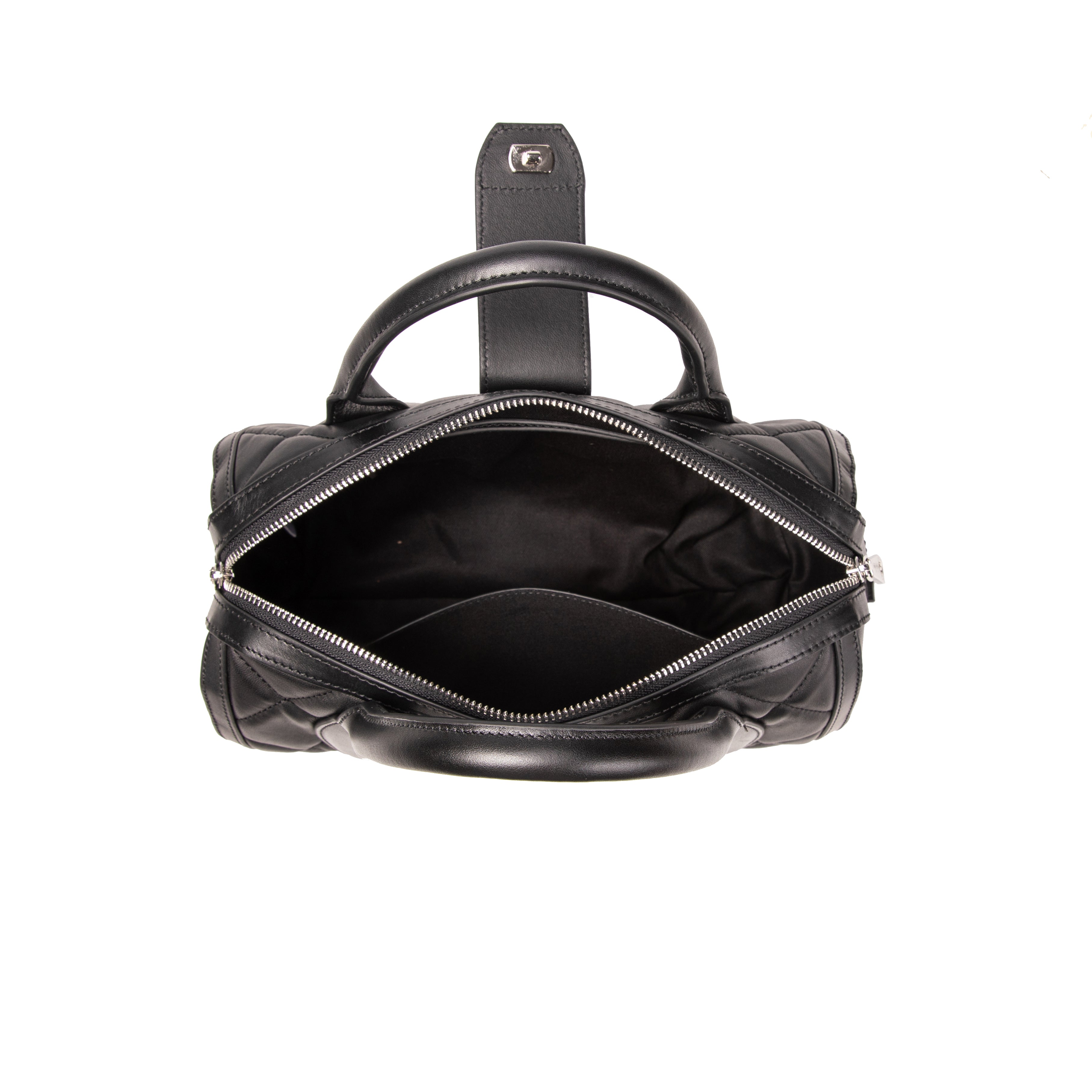 kate-lee-frola-matelass-sac-cuir-agneau-noir-bowling image 3
