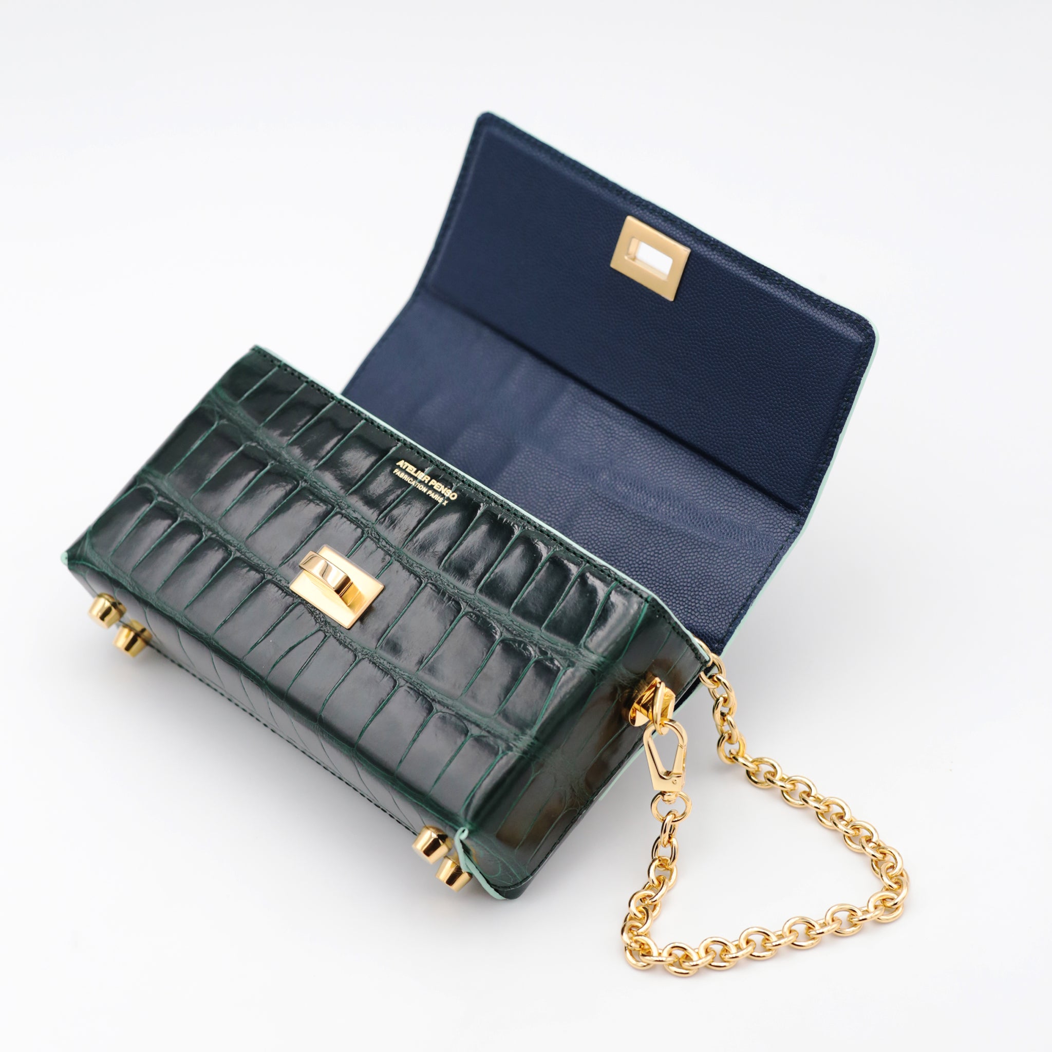 atelier-penso-gumi-sac-bandouli-re-croco-meraude image 4