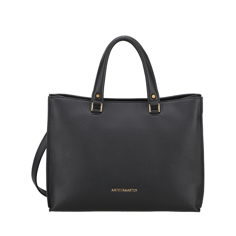 arthur-et-aston-nora-grand-sac-main-cuir-noir-bandouli-re image 2