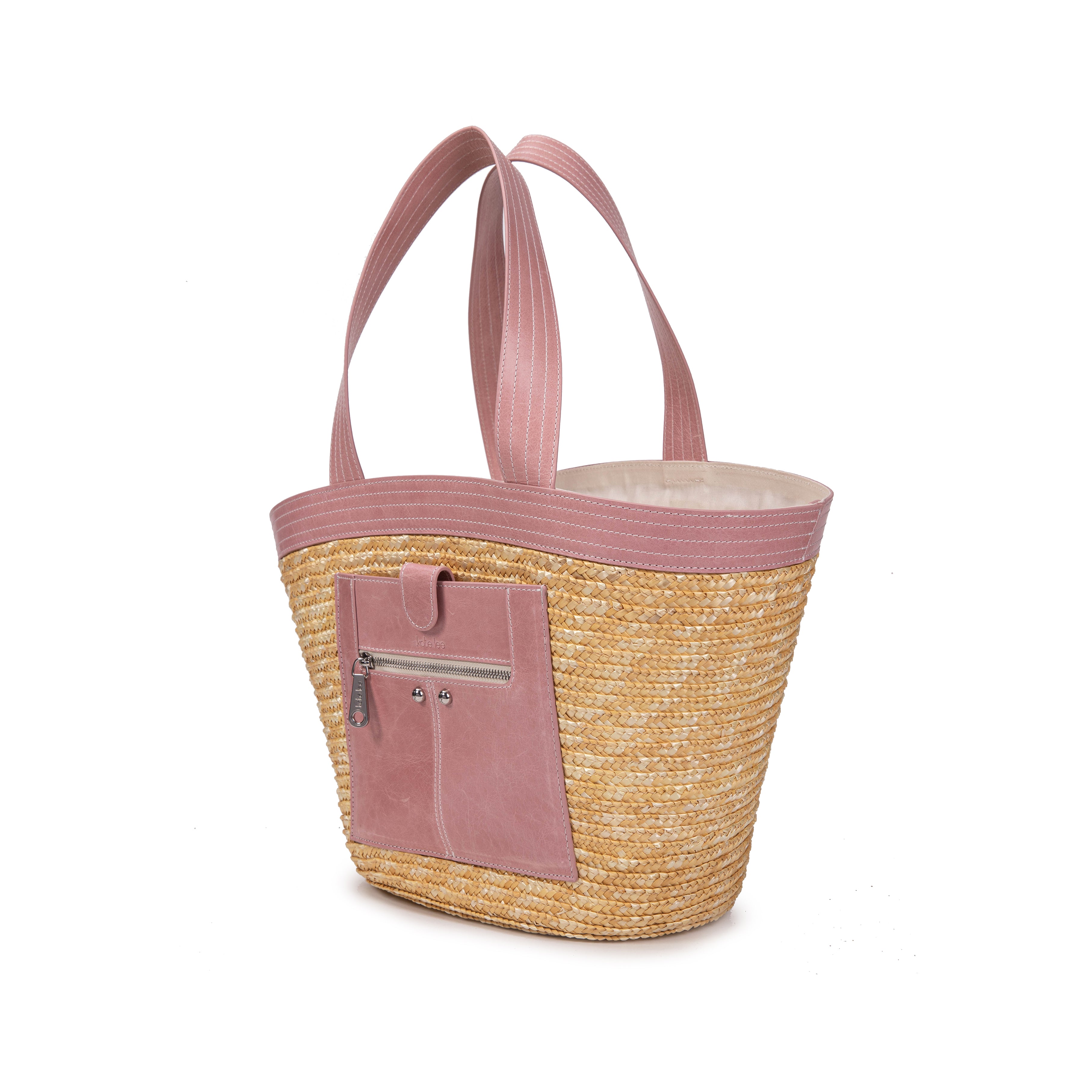 kate-lee-panier-madeleine-sac-cabas-paille-rose image 2