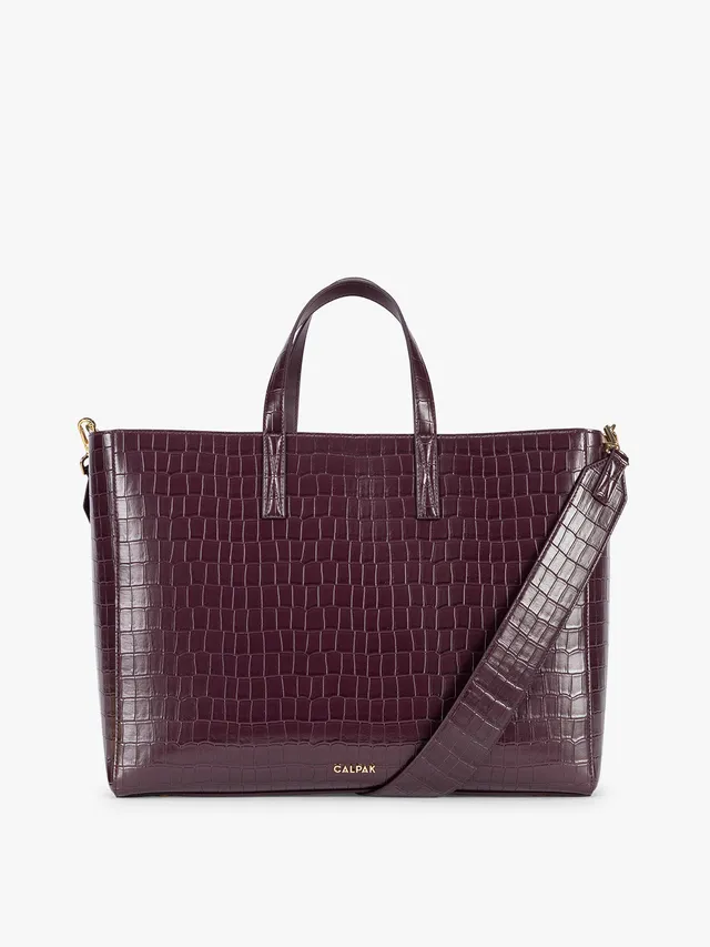 calpak-haven-16-tote-sac-ordinateur-dark-cherry-croc-croco image 1
