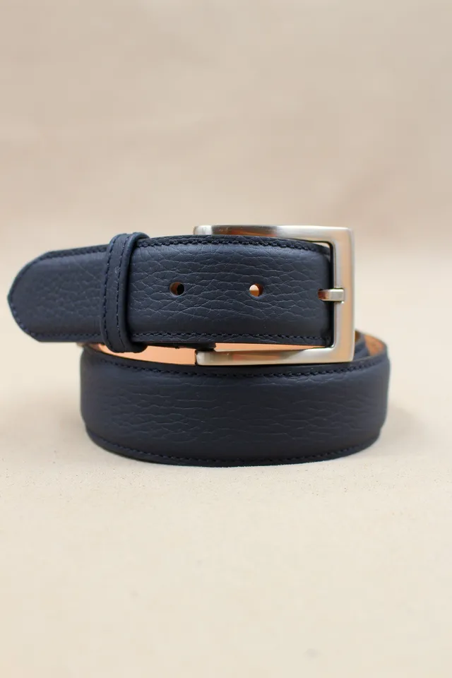 charles-et-charlus-4004-ceinture-cuir-grain-marine-35mm image 1