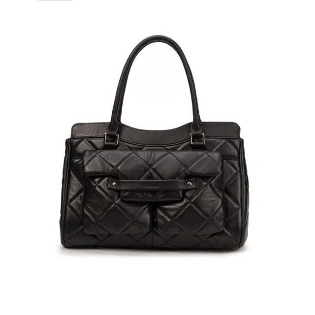 kate-lee-oria-matelass-sac-cabas-agneau-noir image 1