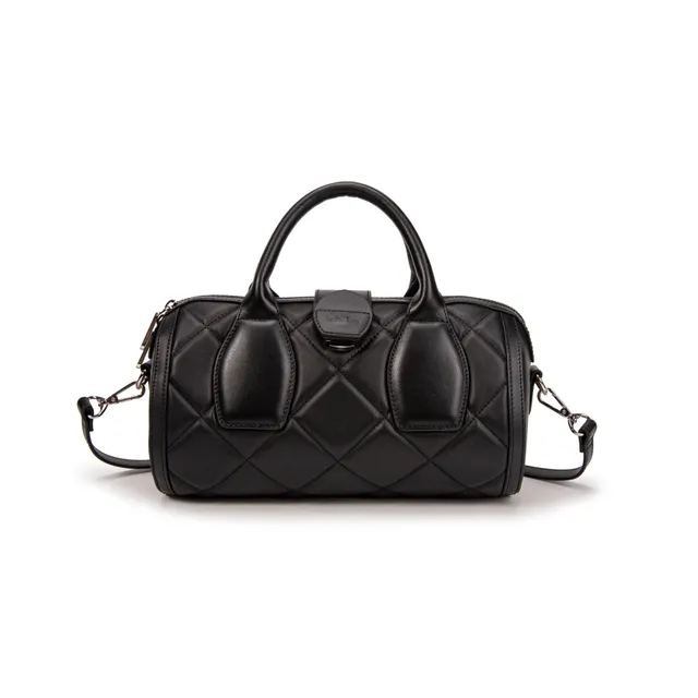 kate-lee-frola-matelass-sac-cuir-agneau-noir-bowling image 1
