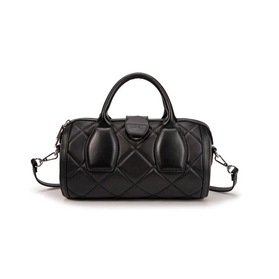 kate-lee-frola-matelass-sac-cuir-agneau-noir-bowling image 1