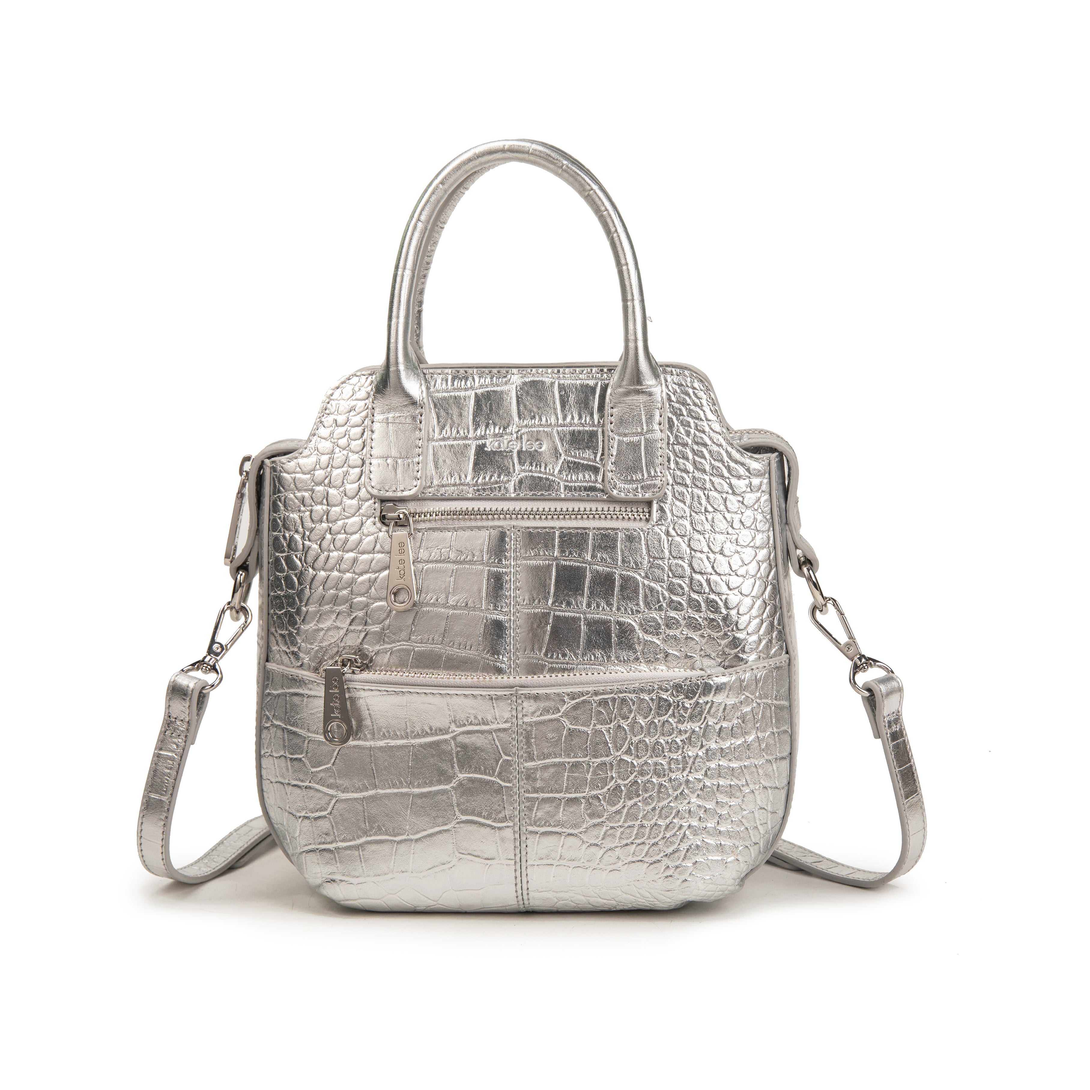 kate-lee-velyane-croco-sac-bandouli-re-argent-vachette image 1