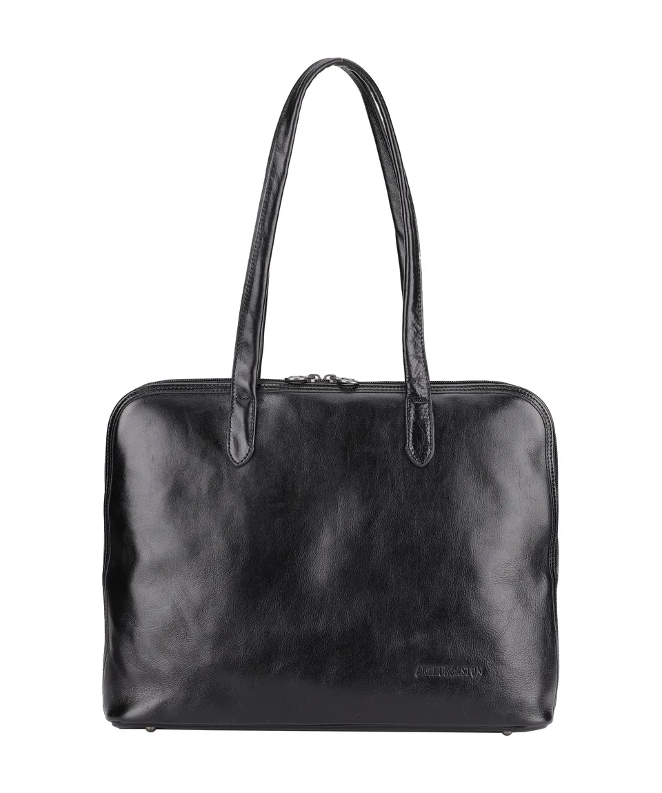 arthur-et-aston-edith-sac-shopping-cuir-noir image 1