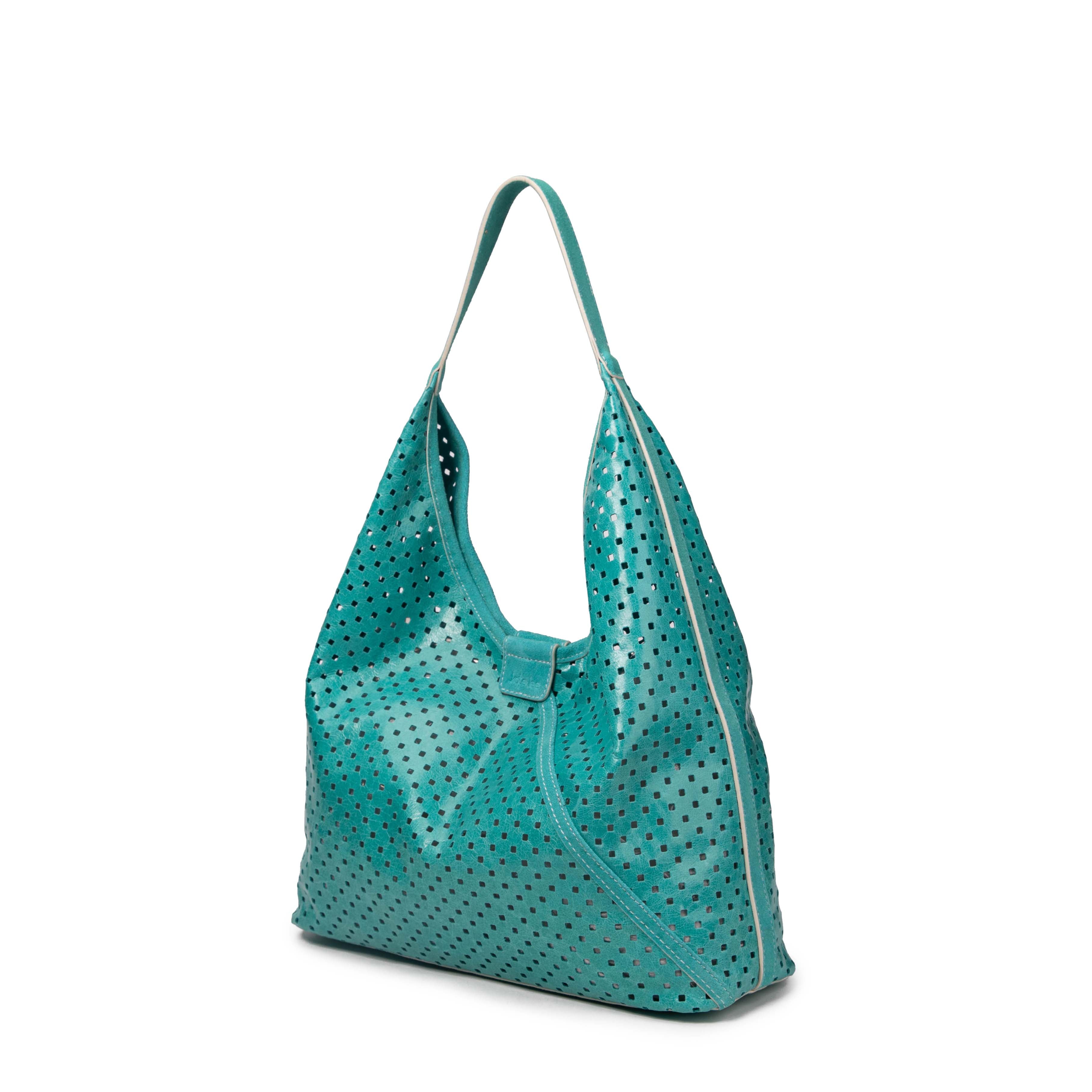 kate-lee-m-lune-petit-cabas-cuir-turquoise-perfor image 2