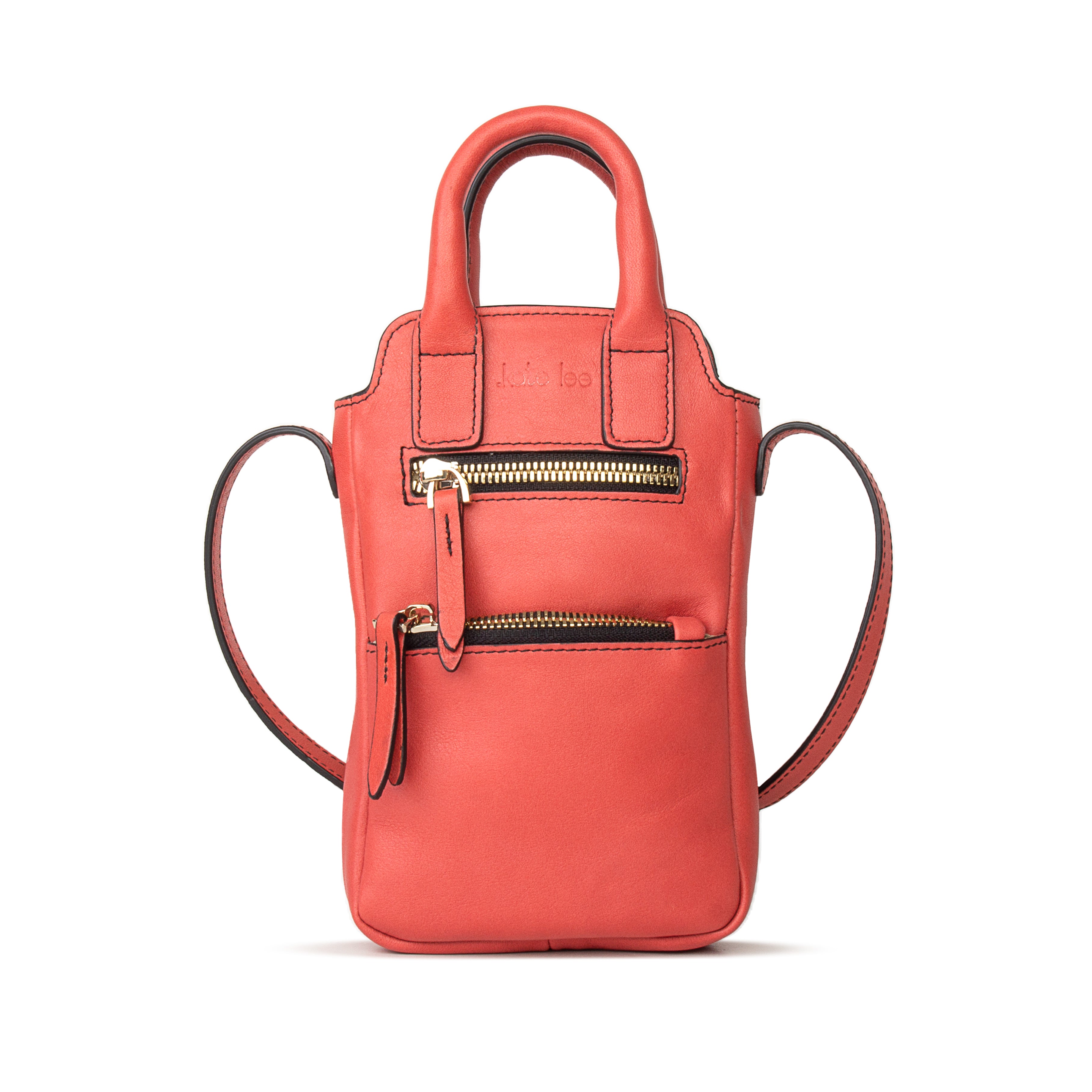 kate-lee-velya-pochette-t-l-phone-corail-vachette image 1