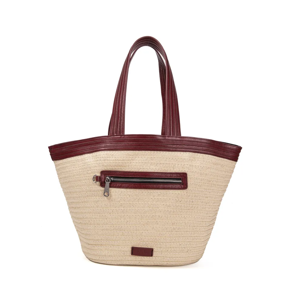 kate-lee-patty-cabas-paille-cuir-aubergine image 1