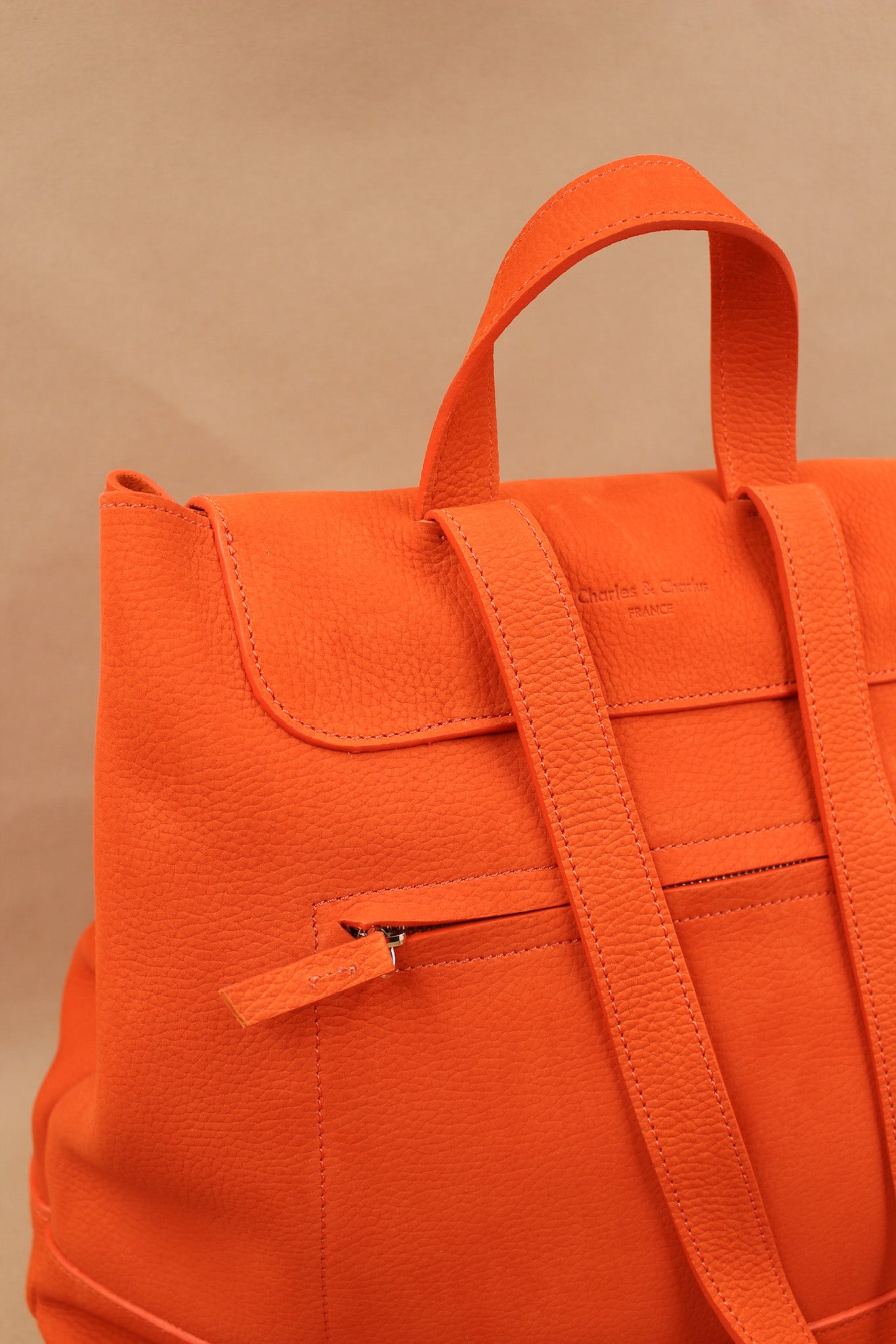 charles-et-charlus-marcel-sac-cuir-nubuck-orange-34-cm image 2