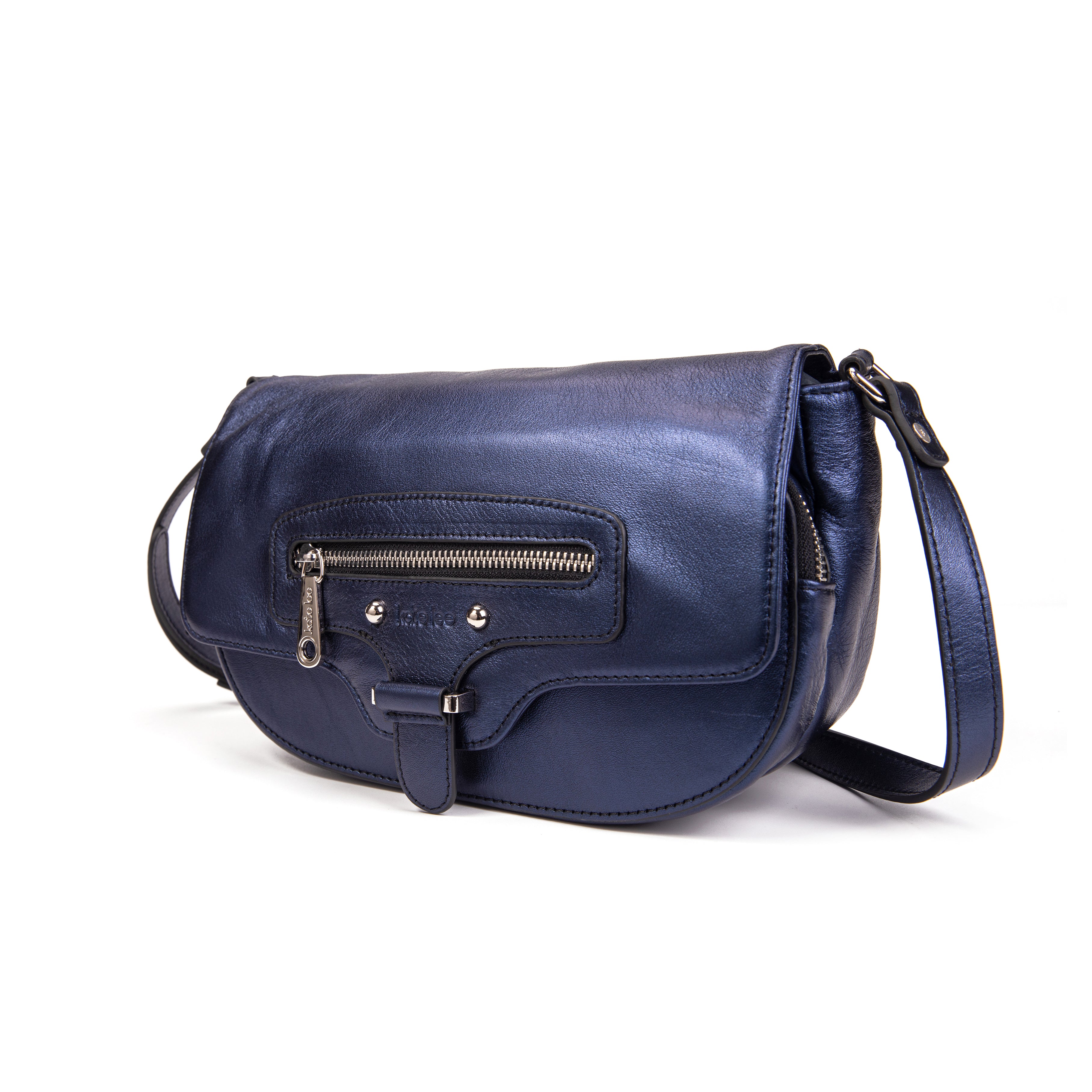 kate-lee-enara-sac-bandouli-re-bleu-vachette-nacr-e image 2