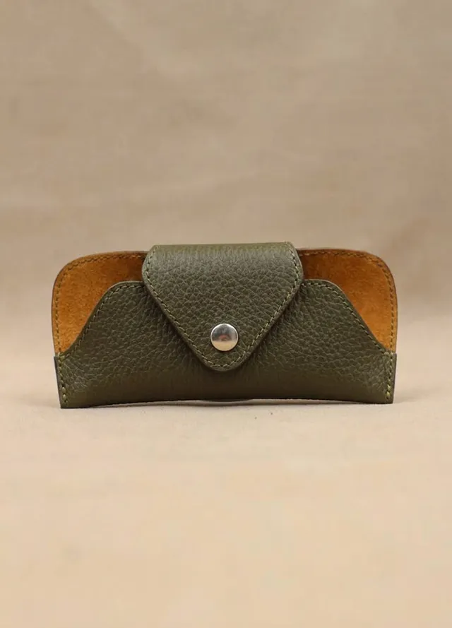 charles-et-charlus-tui-lunettes-cuir-grain-kaki-fabriqu-en-france image 1