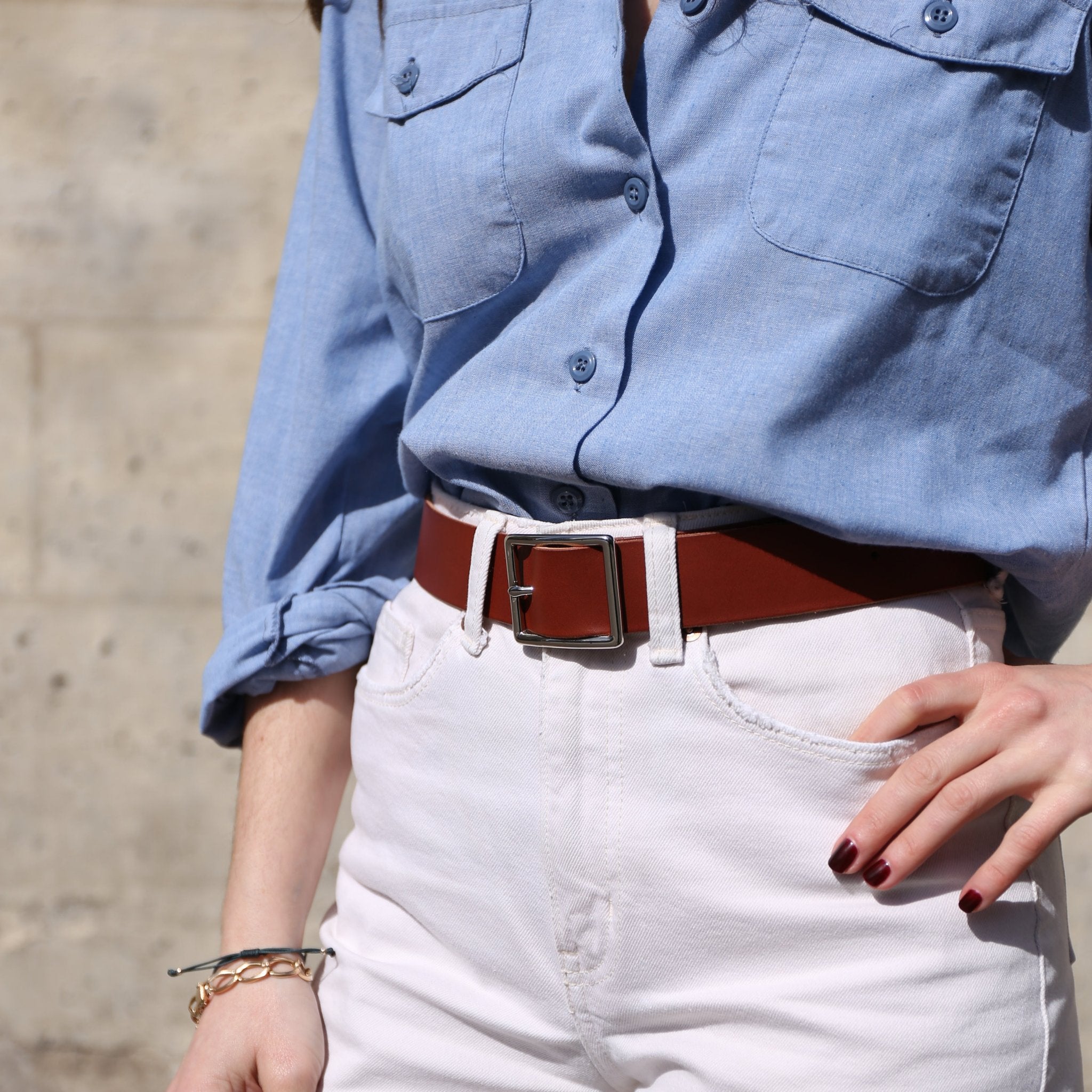atelier-penso-ceinture-cuir-boucle-carr-e-papaya image 2