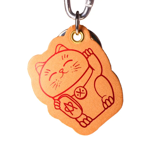 atelier-penso-luckey-holder-porte-cl-s-cuir-lucky-cat-beige image 1