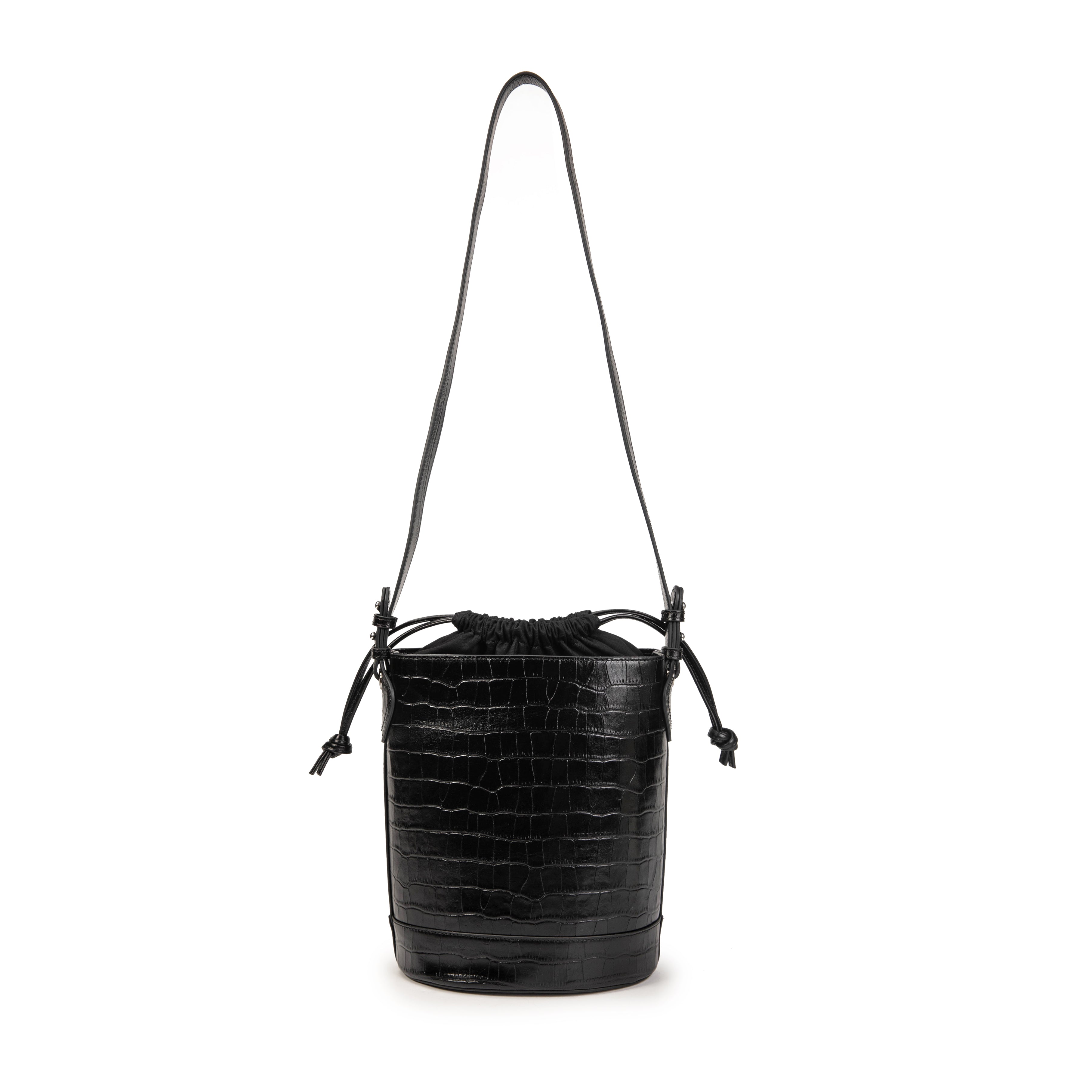 kate-lee-louvre-croco-sac-seau-noir-vachette-croco image 4