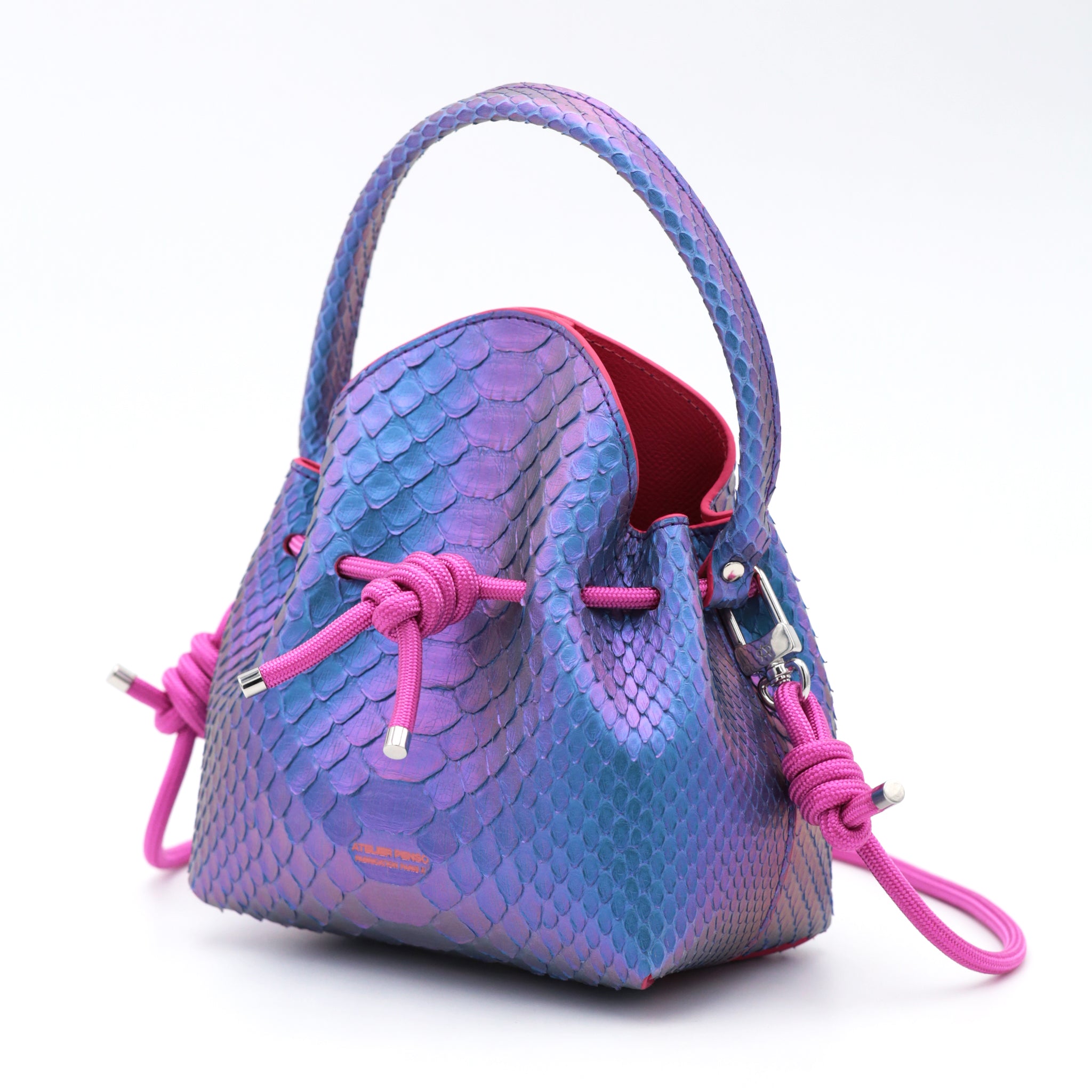 atelier-penso-mini-bucket-sac-seau-cuir-python-iridescent image 2