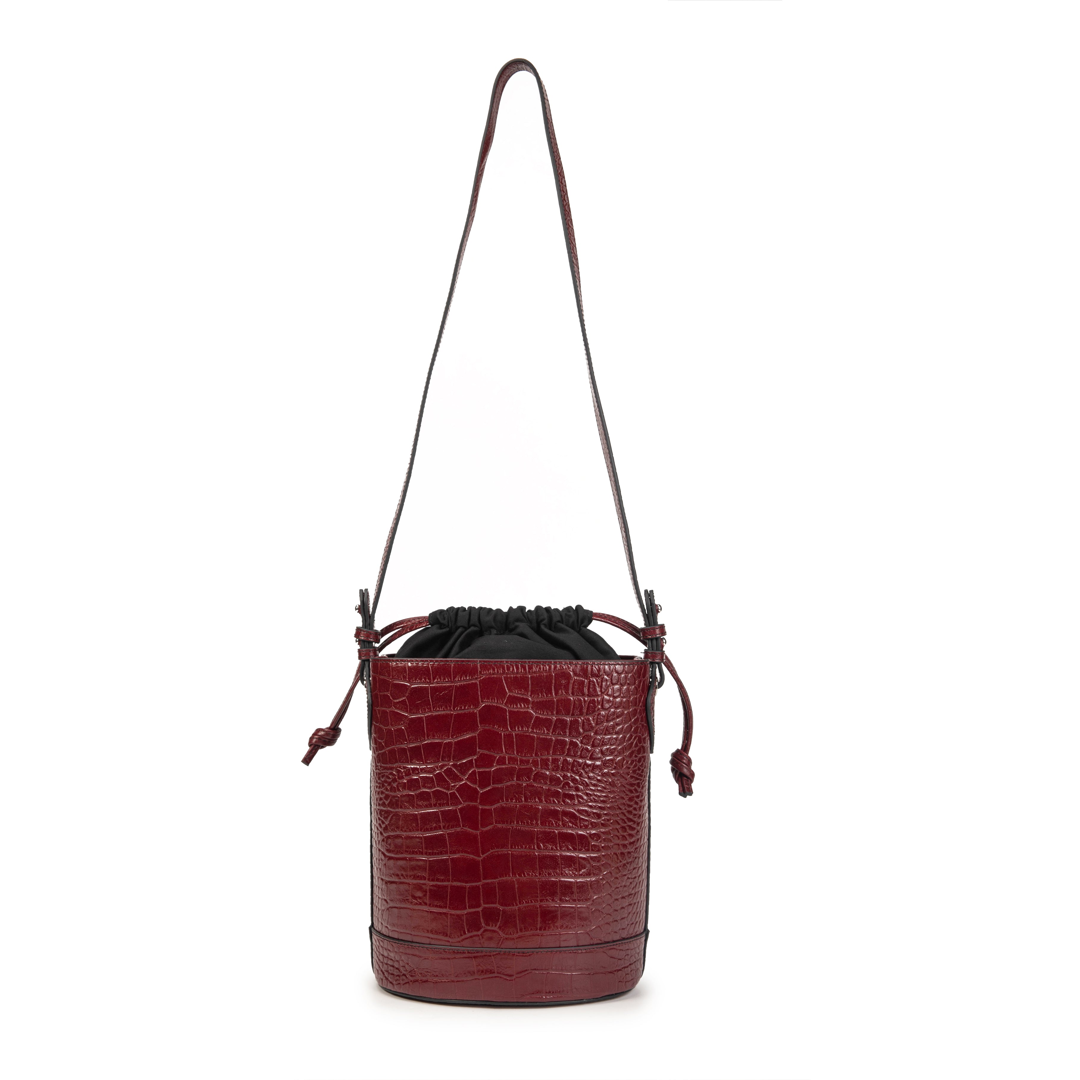 kate-lee-louvre-croco-sac-seau-cuir-lie-de-vin image 4