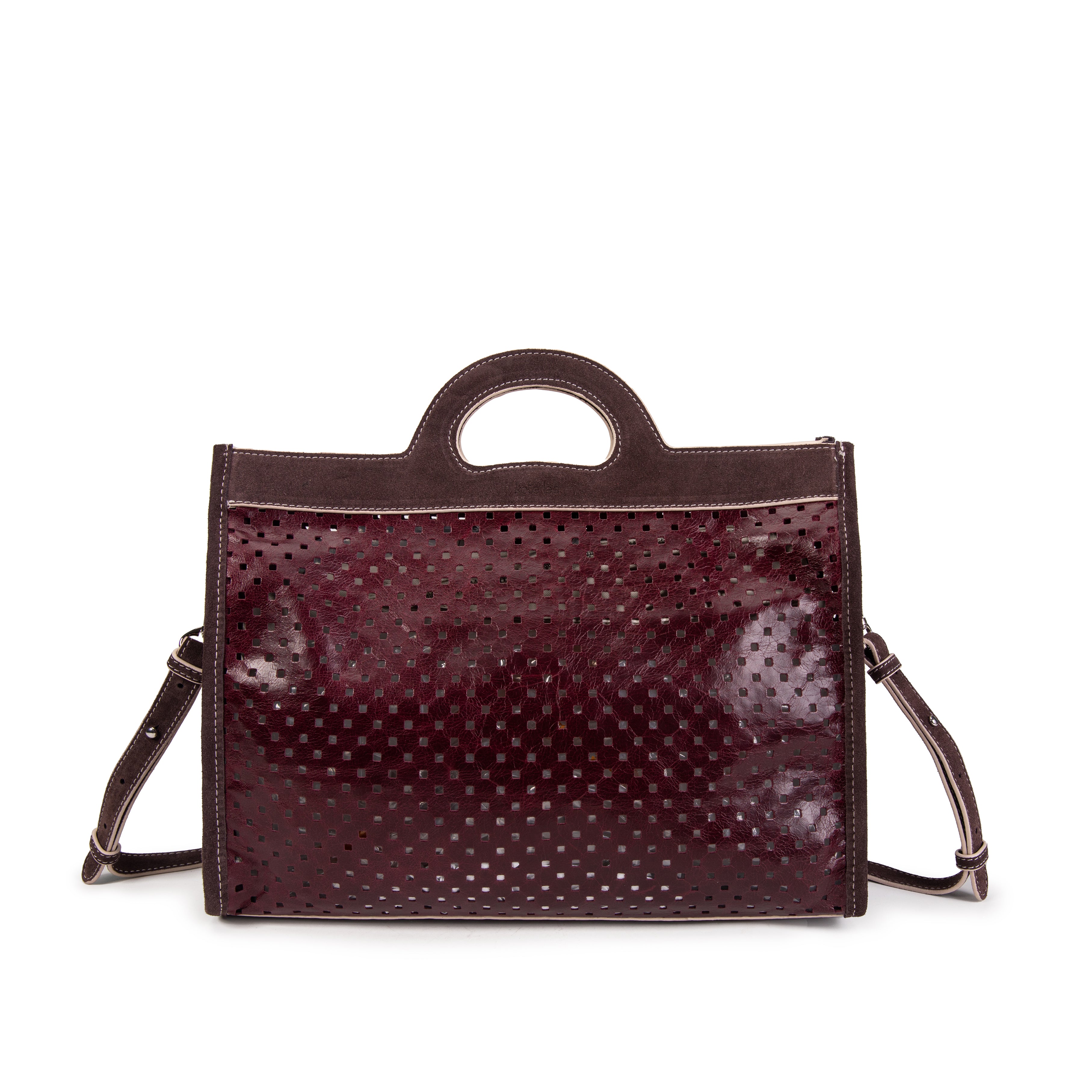kate-lee-gae-sac-cabas-cuir-bordeaux-perfor image 1