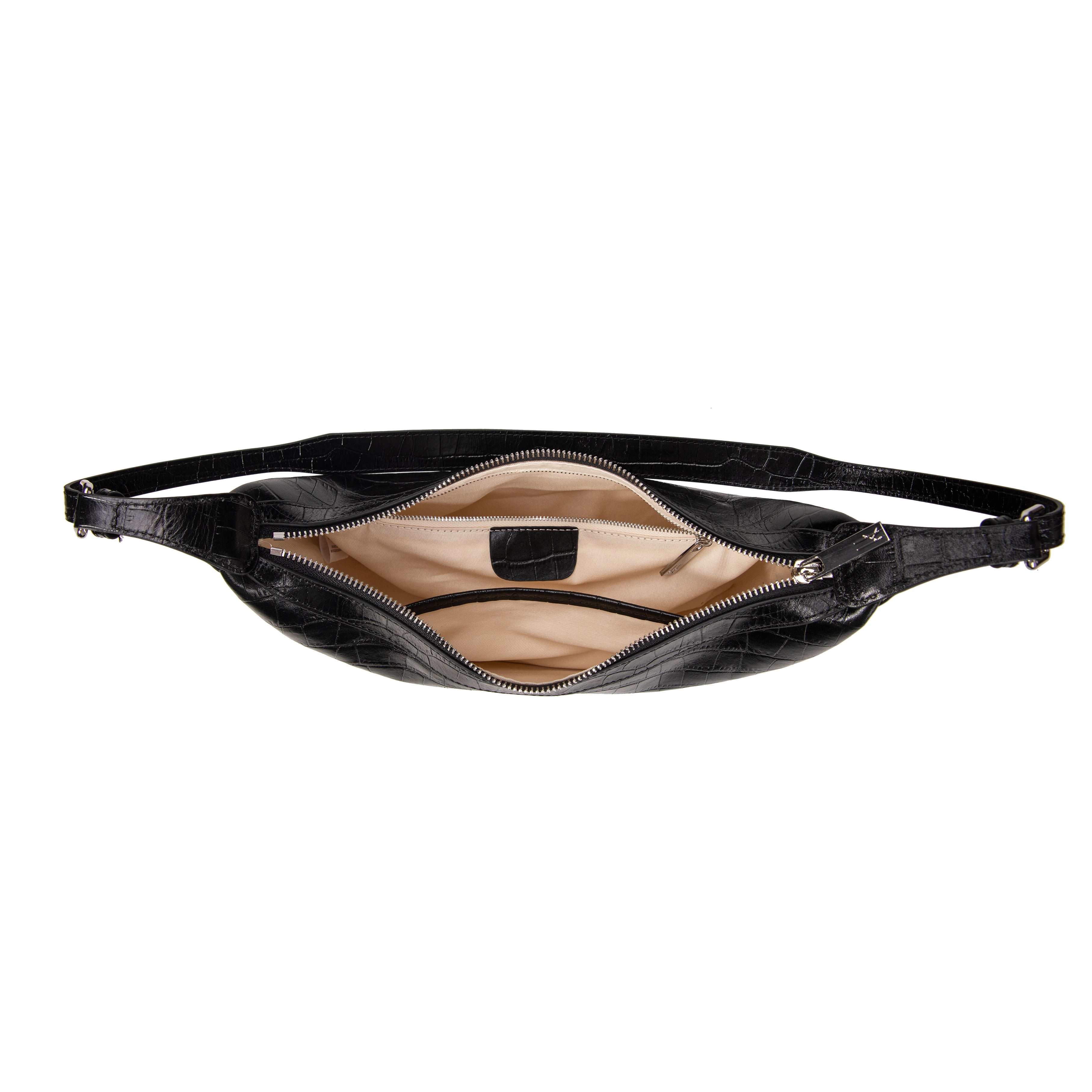 kate-lee-palma-sac-cuir-croco-noir-demi-lune image 3