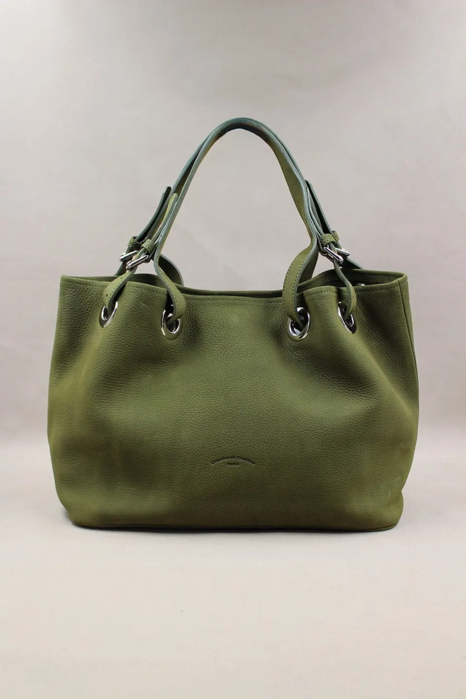 charles-et-charlus-sac-tote-bag-cuir-nubuck-kaki-fabriqu-france image 1