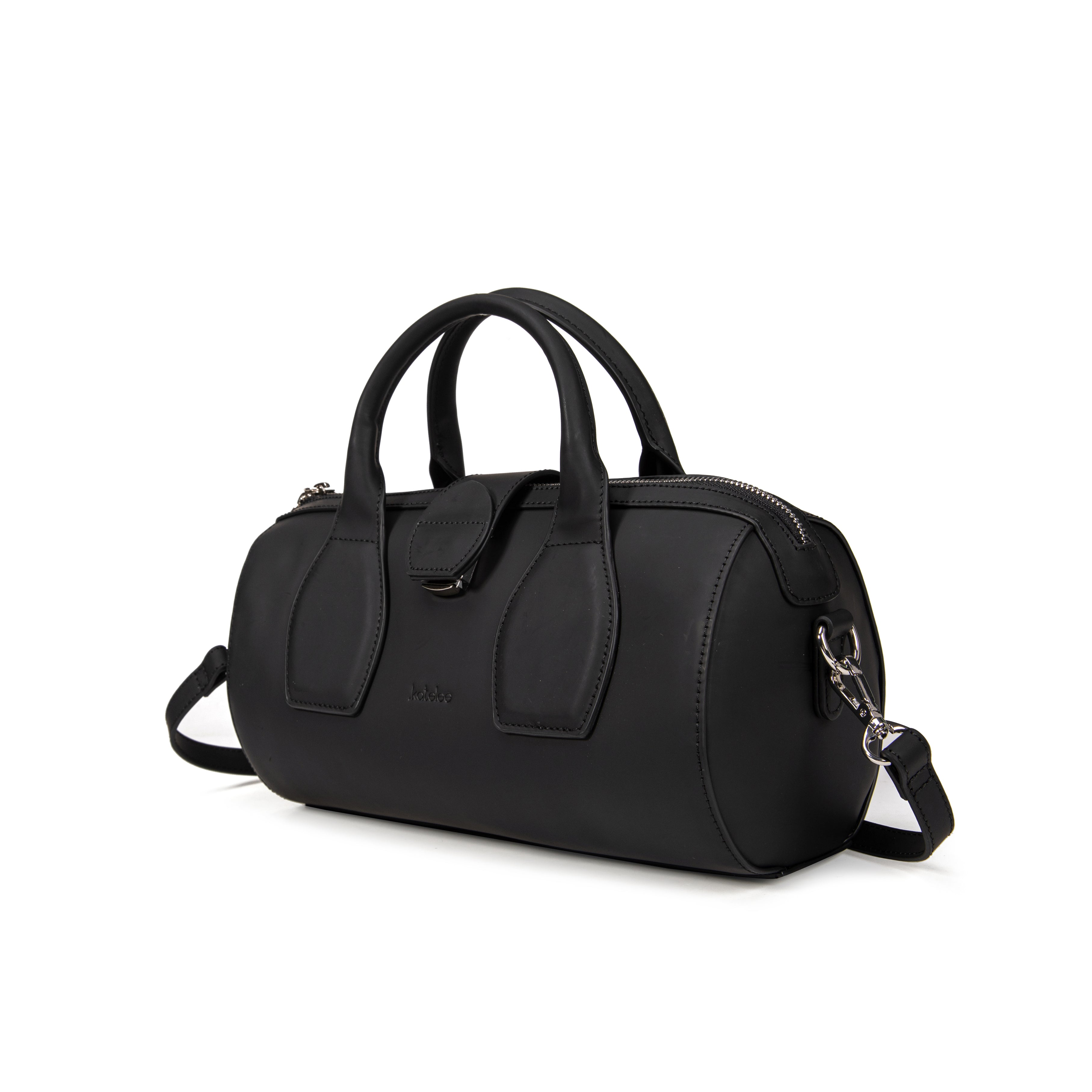 kate-lee-frola-sac-bowling-noir-vachette-lisse-double-poign-e image 2