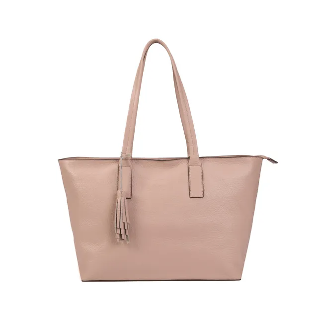 kate-lee-esmeralda-sac-cabas-rose-clair-cuir-grain image 1