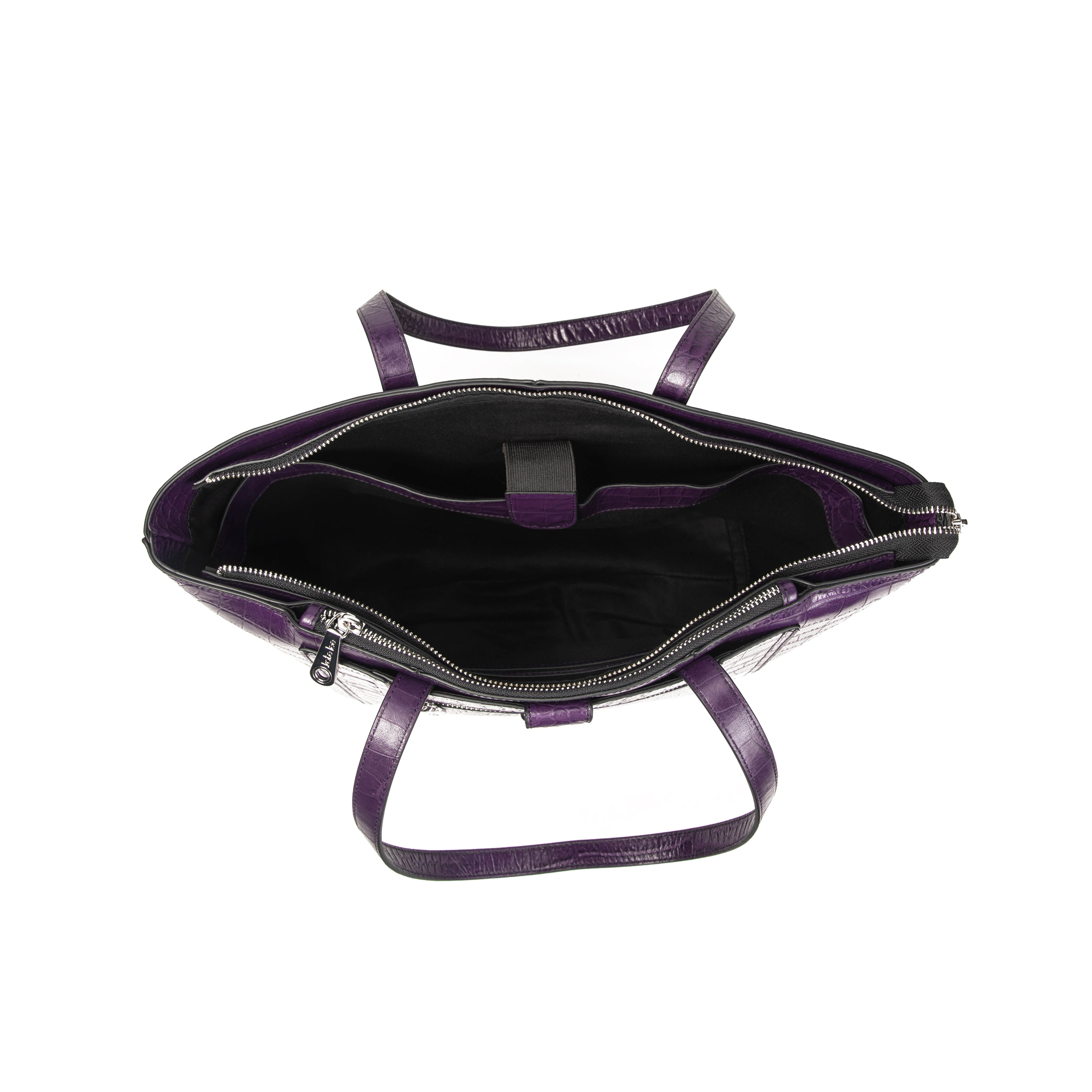 kate-lee-madele-croco-sac-cabas-aubergine-cuir-croco image 3