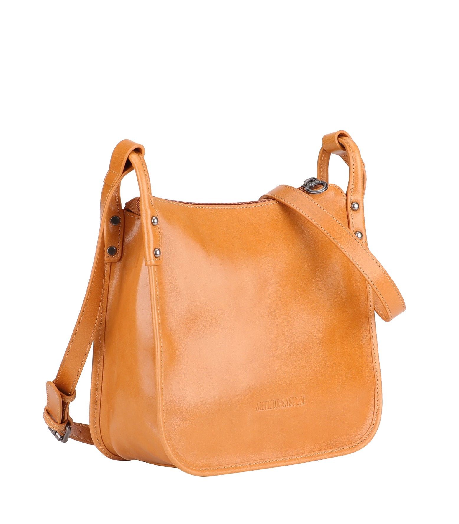 arthur-et-aston-edith-sac-travers-cuir-cognac-demi-lune image 5