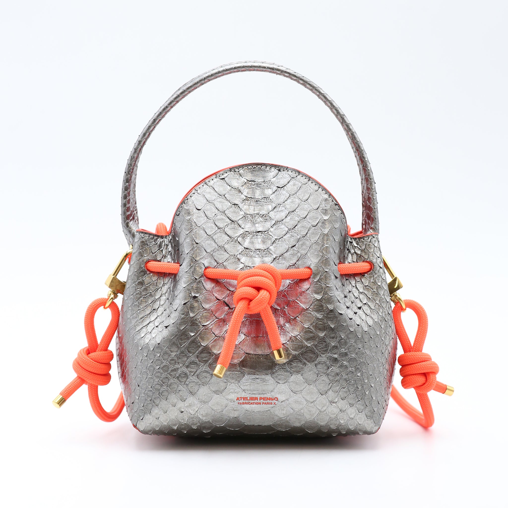 atelier-penso-mini-bucket-sac-seau-cuir-python-silver-magma image 1