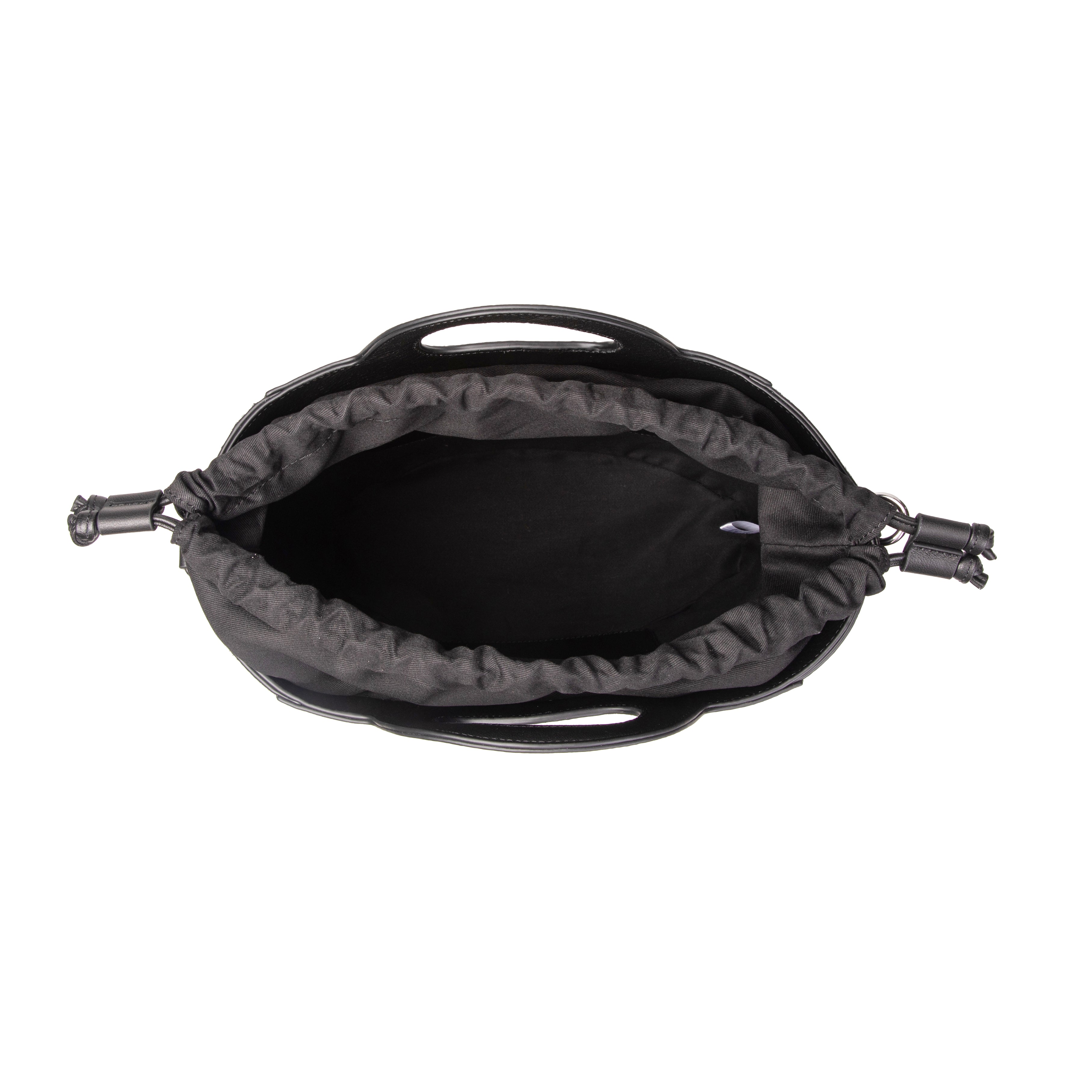 kate-lee-st-tropez-sac-seau-cuir-noir-fleurs image 3