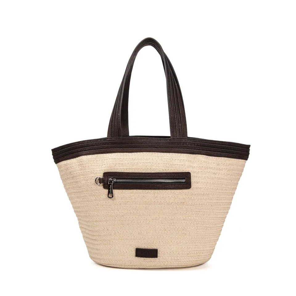 kate-lee-patty-sac-cabas-paille-cuir-marron-fonc image 1