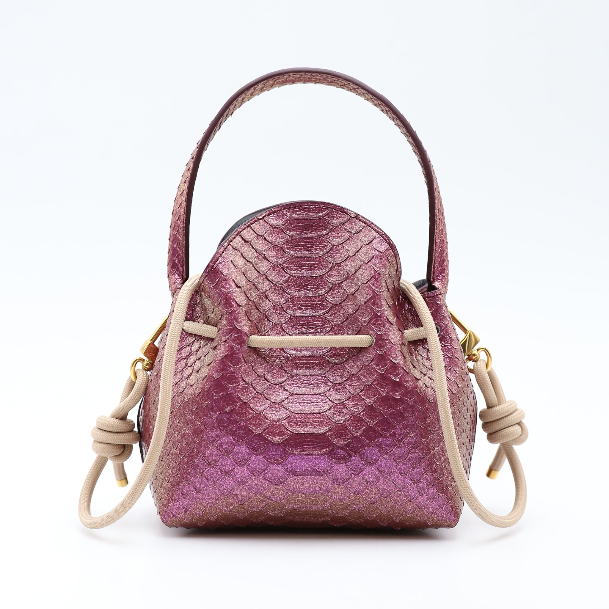 atelier-penso-mini-bucket-sac-seau-cuir-python-shiny-burgundy image 3