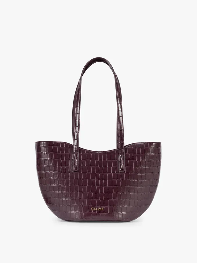 calpak-haven-tulip-tote-sac-cabas-dark-cherry-croc-effet-croco image 1
