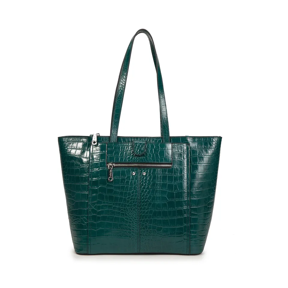 kate-lee-madele-croco-sac-cabas-bleu-canard-cuir-croco image 1