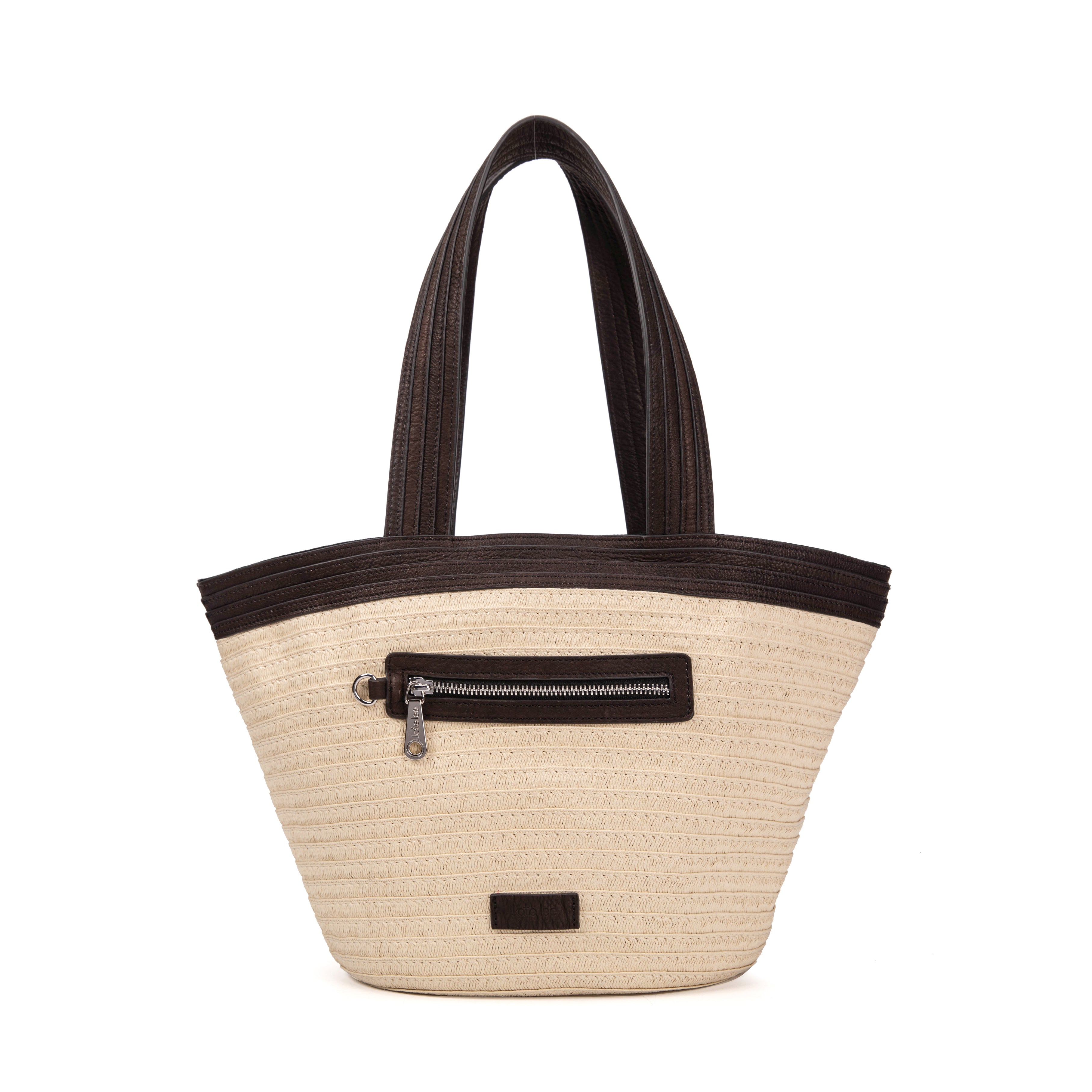 kate-lee-patty-sac-cabas-paille-marron-vachette image 1