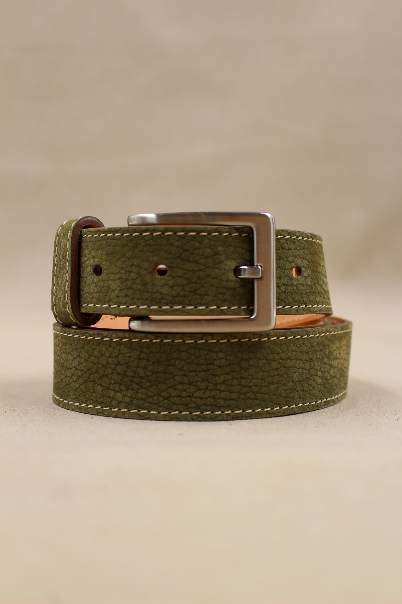charles-et-charlus-ceinture-35-plate-4004-cuir-nubuck-kaki-90 image 2
