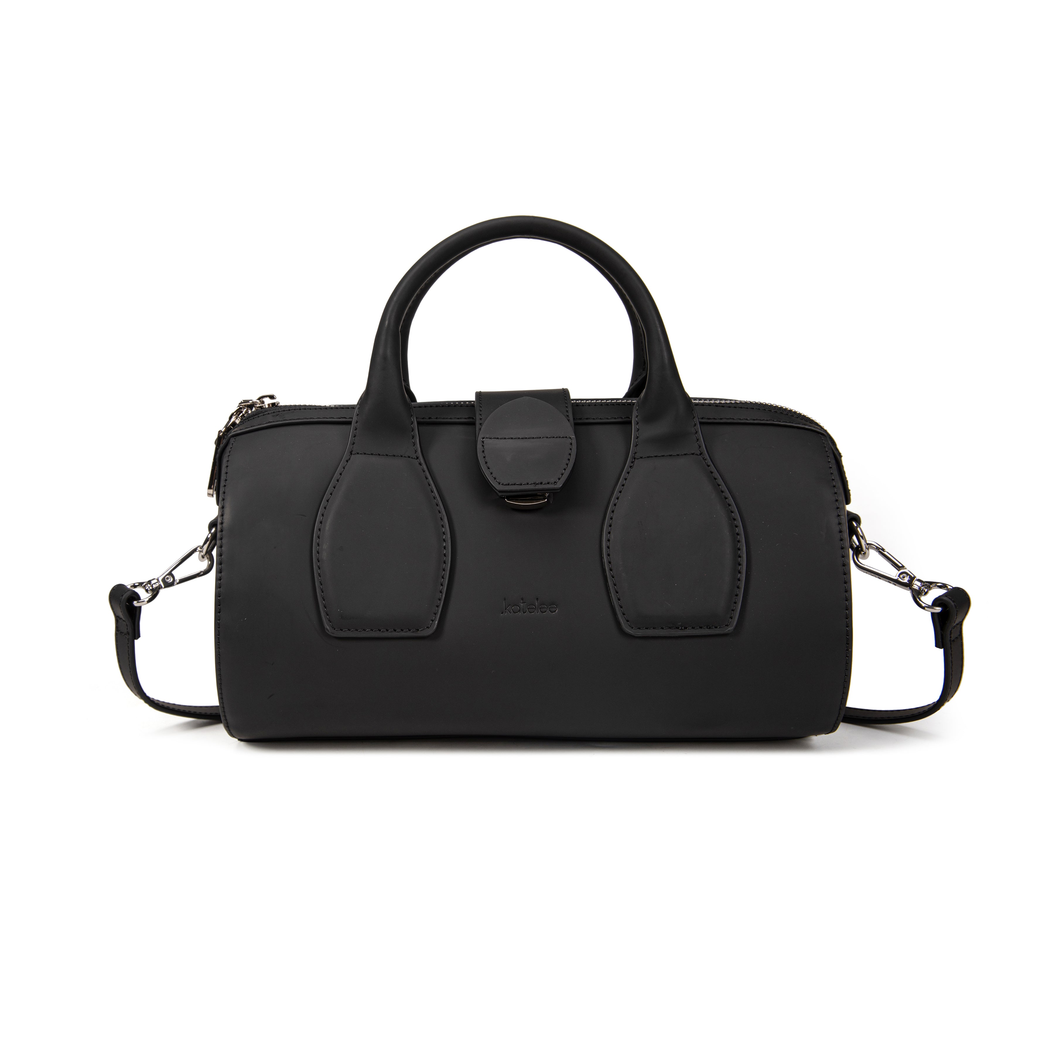 kate-lee-frola-sac-bowling-noir-vachette-lisse-double-poign-e image 1
