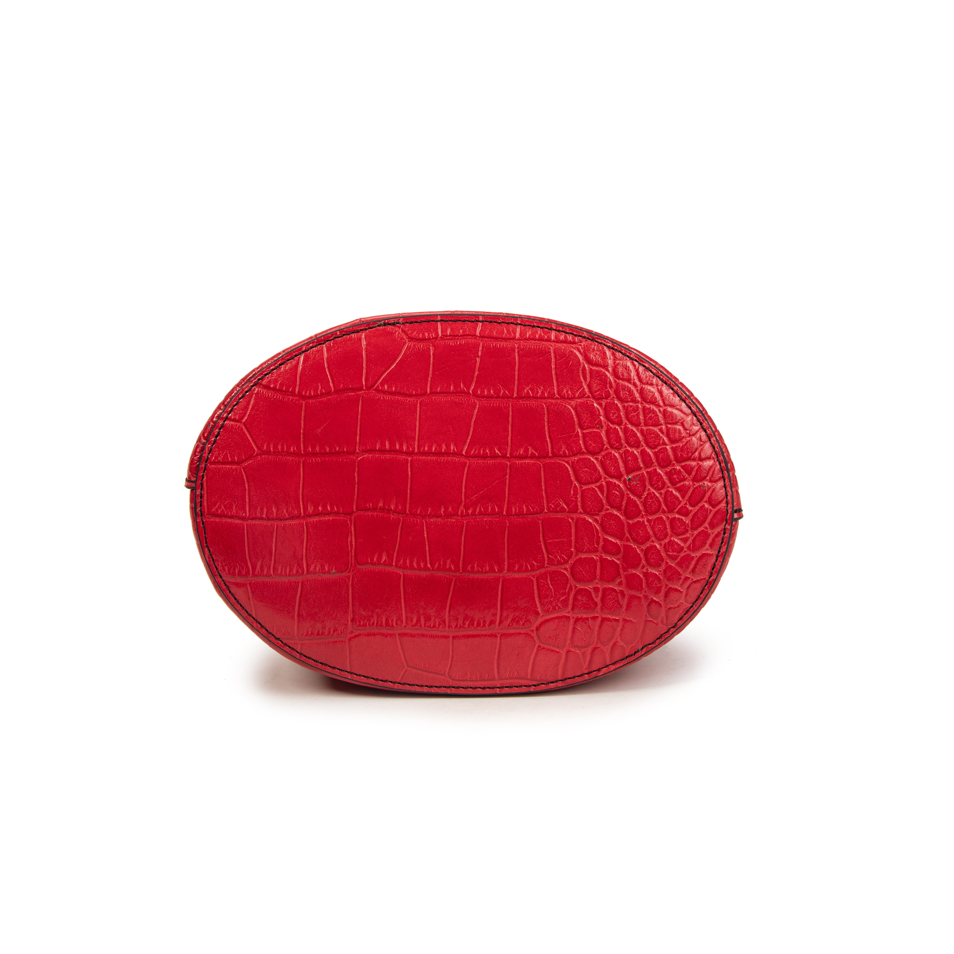 kate-lee-louvre-croco-sac-seau-cuir-rouge-vachette-croco image 5