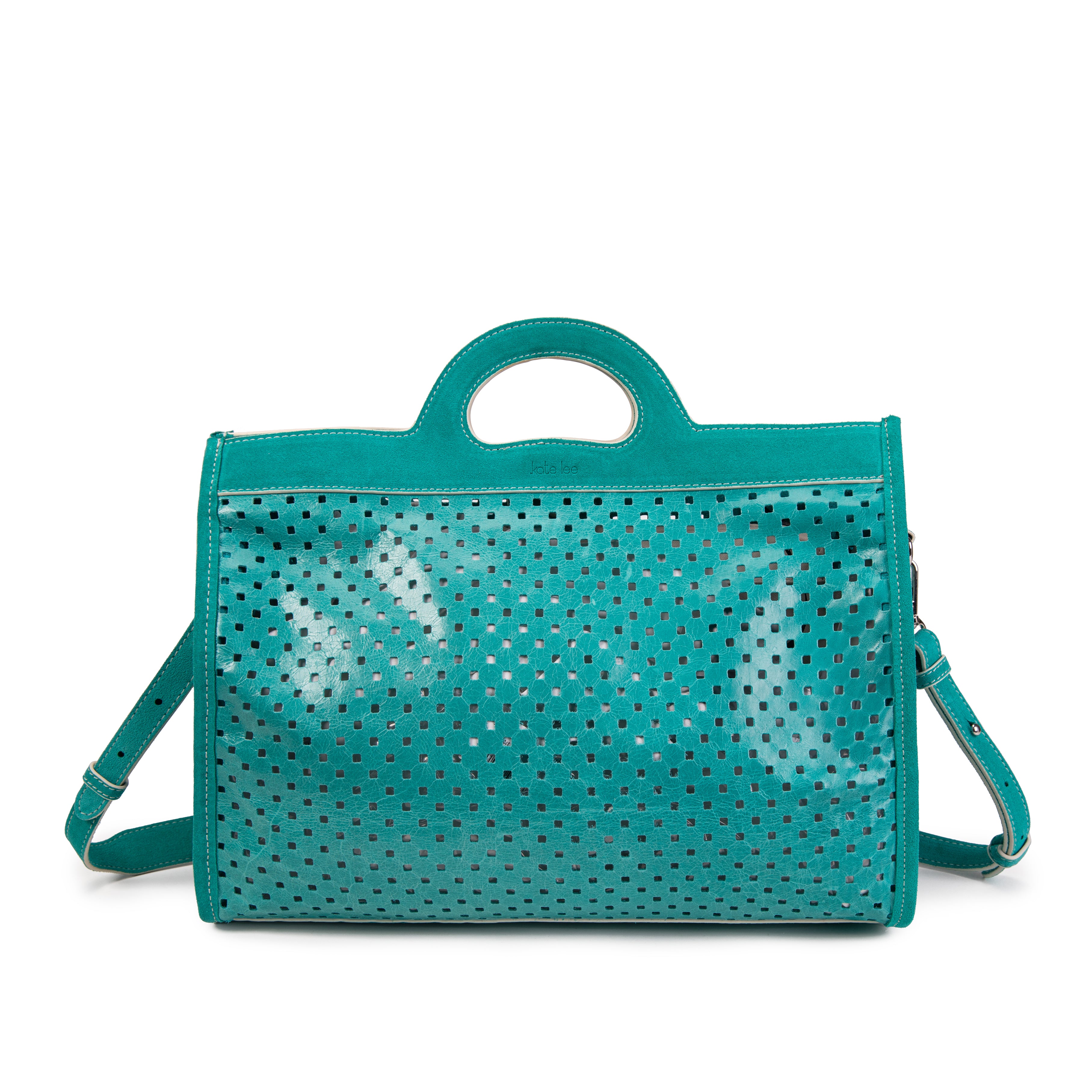 kate-lee-gae-sac-cabas-cuir-turquoise-perfor image 1